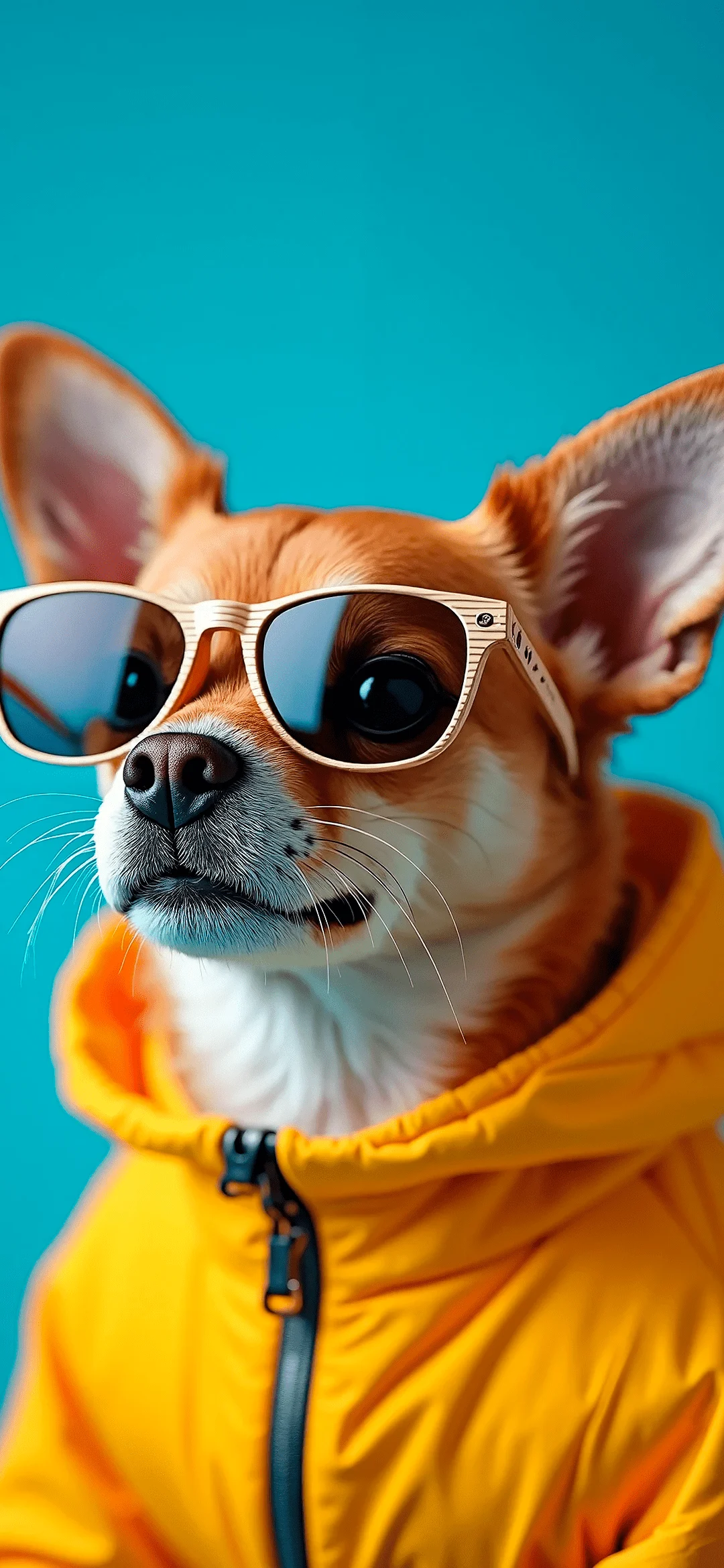 dog in a yellow jacket