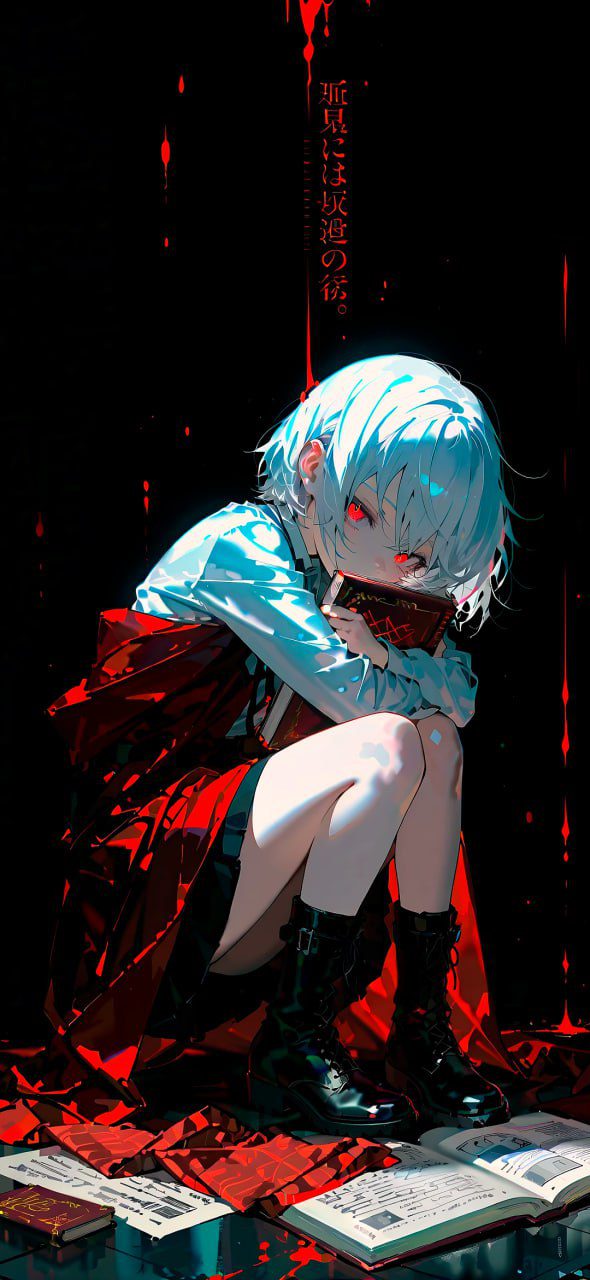 Anime girl with red book wallpapers