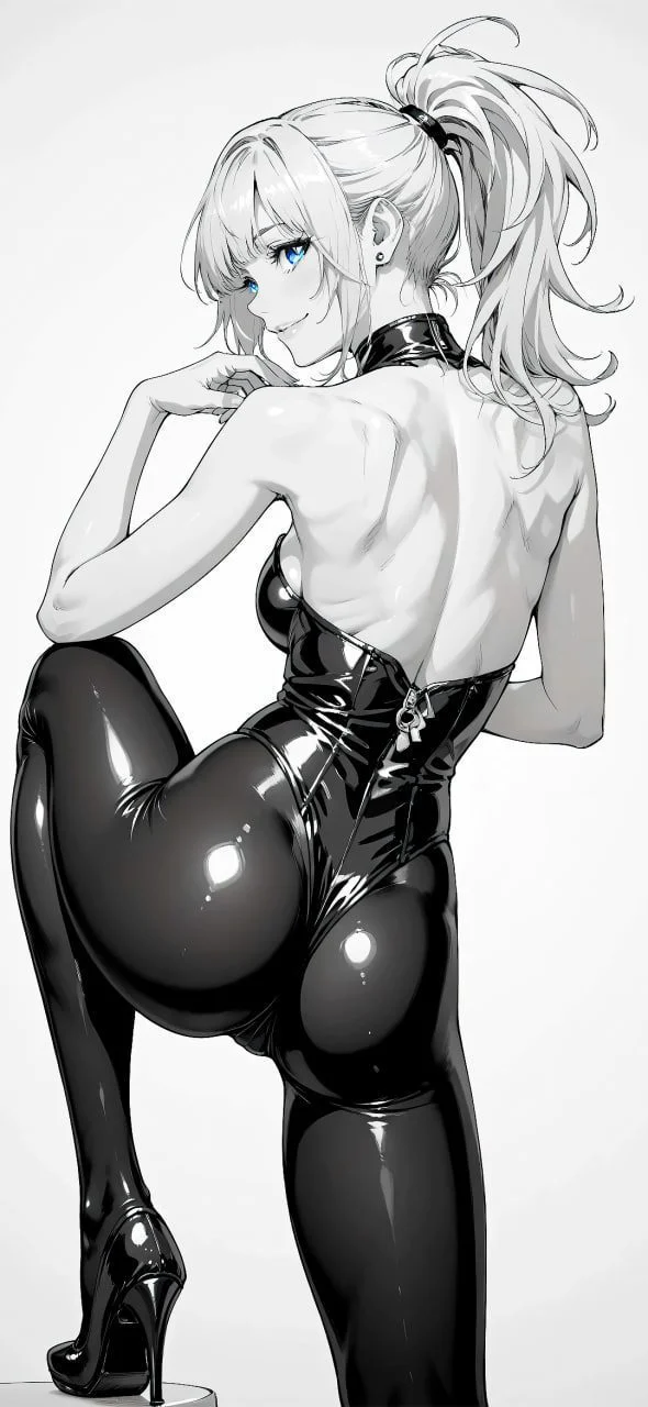 Anime woman with latex costume