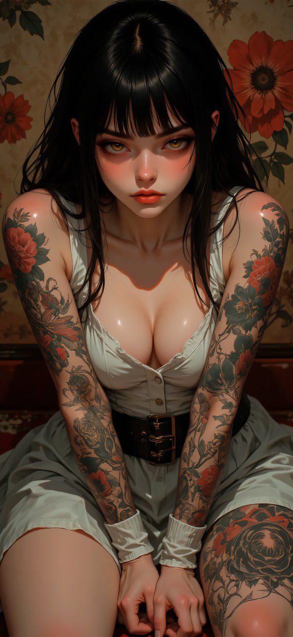 Anime girl with tatto