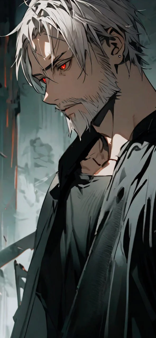 Anime man with a gray beard