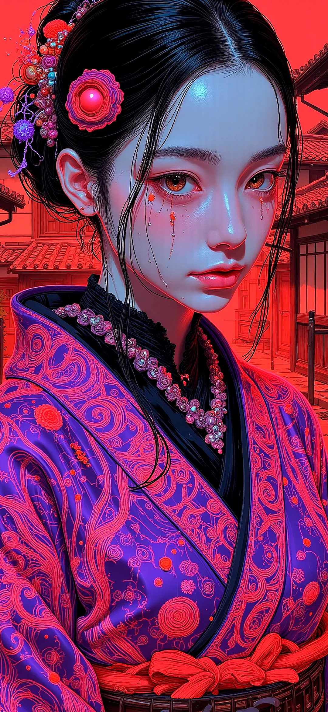 Anime Japanese woman in a kimono