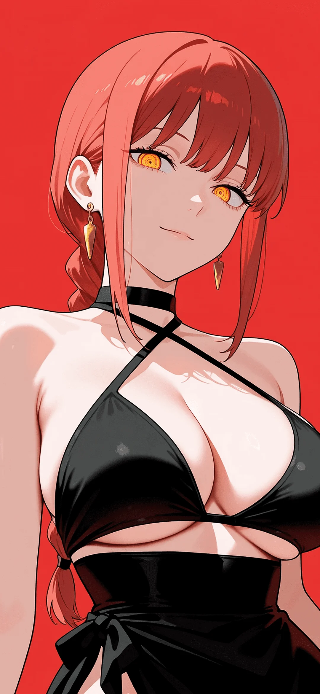 Anime girl in a black bikini