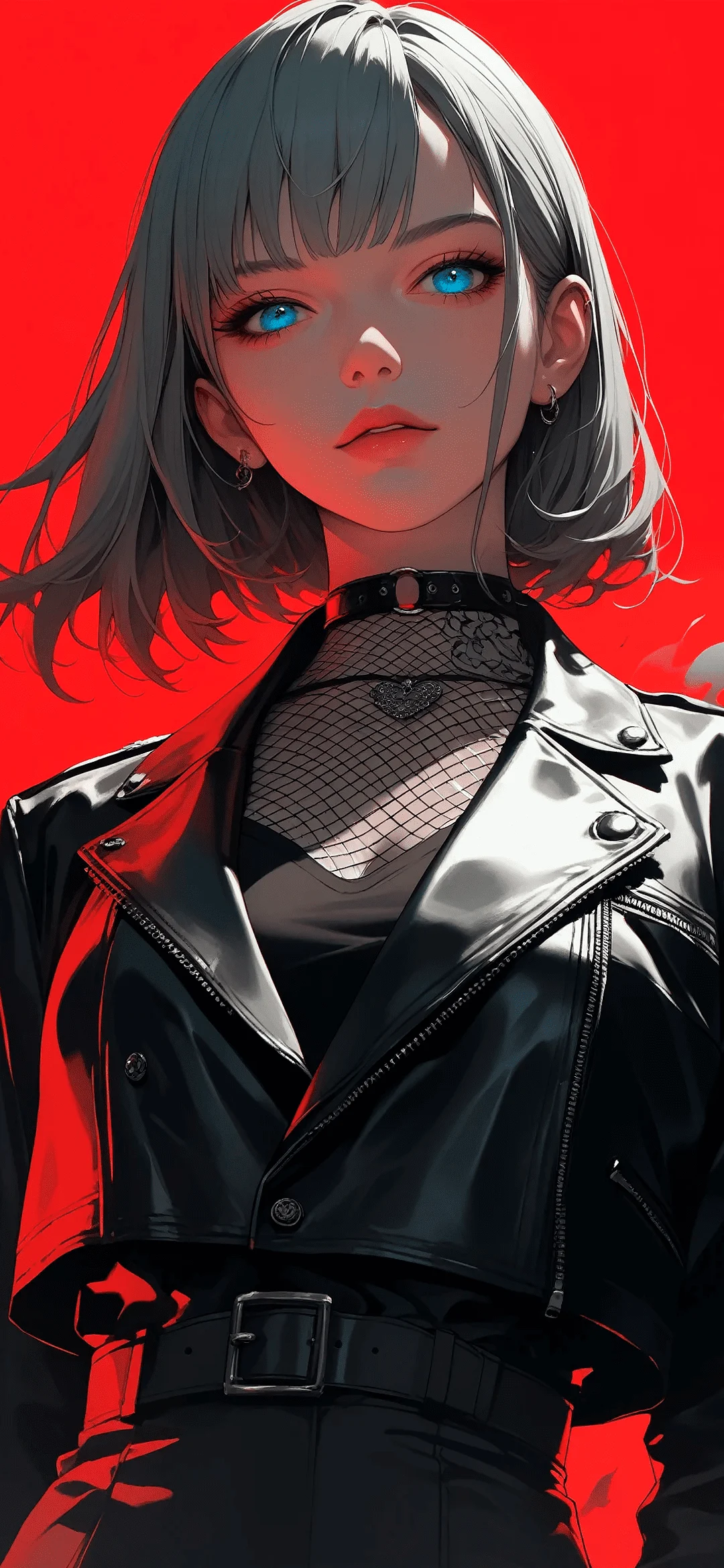 Anime girl on a red background