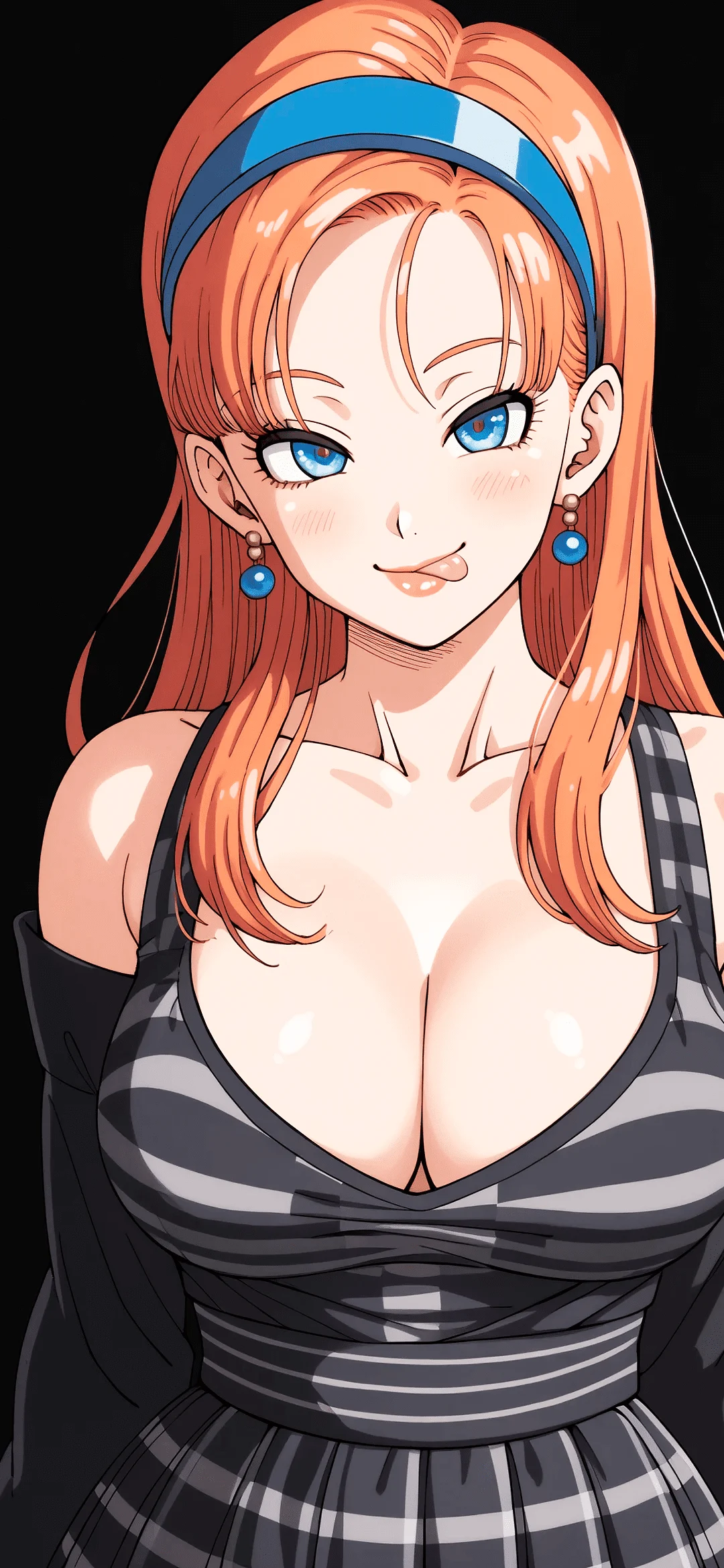 Anime girl with red hair smiling