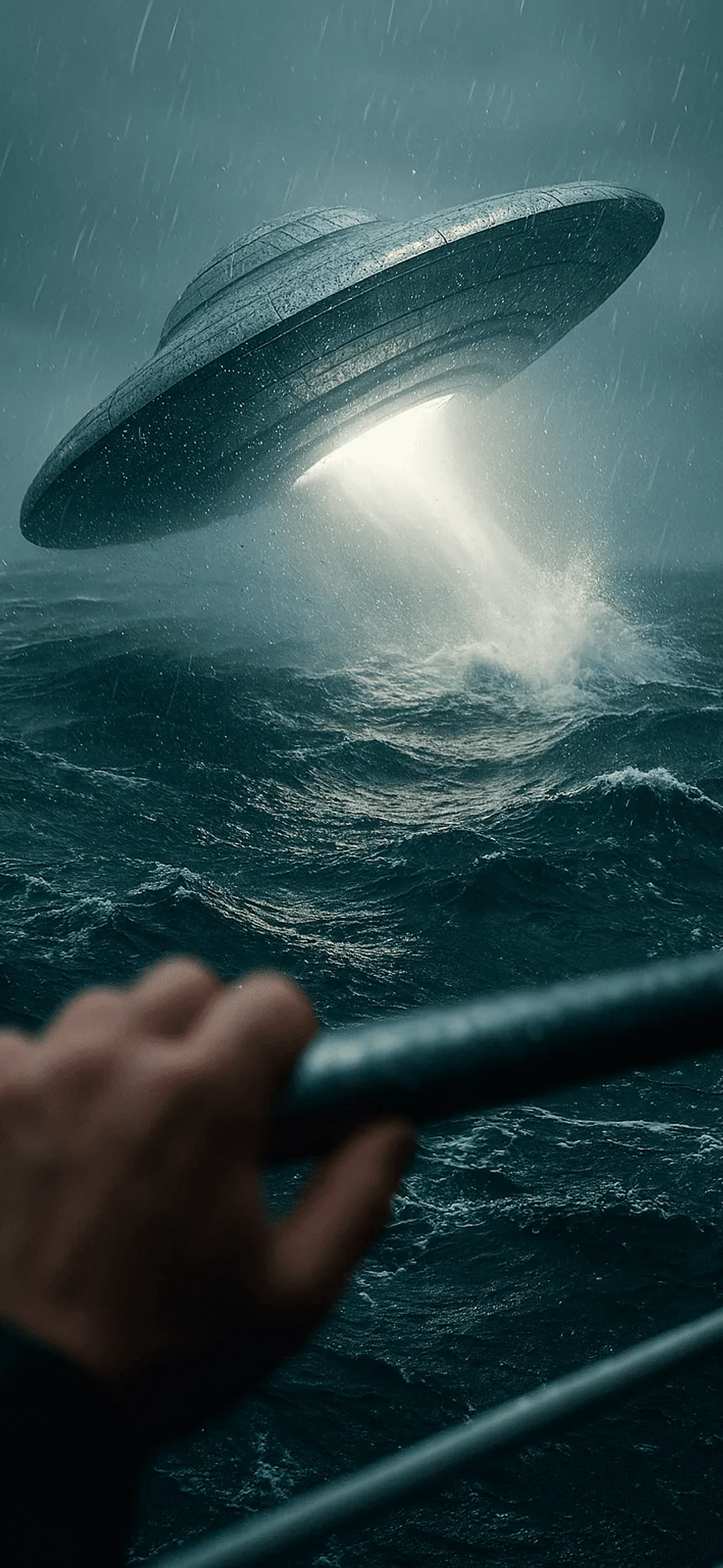 Flying saucer over the ocean