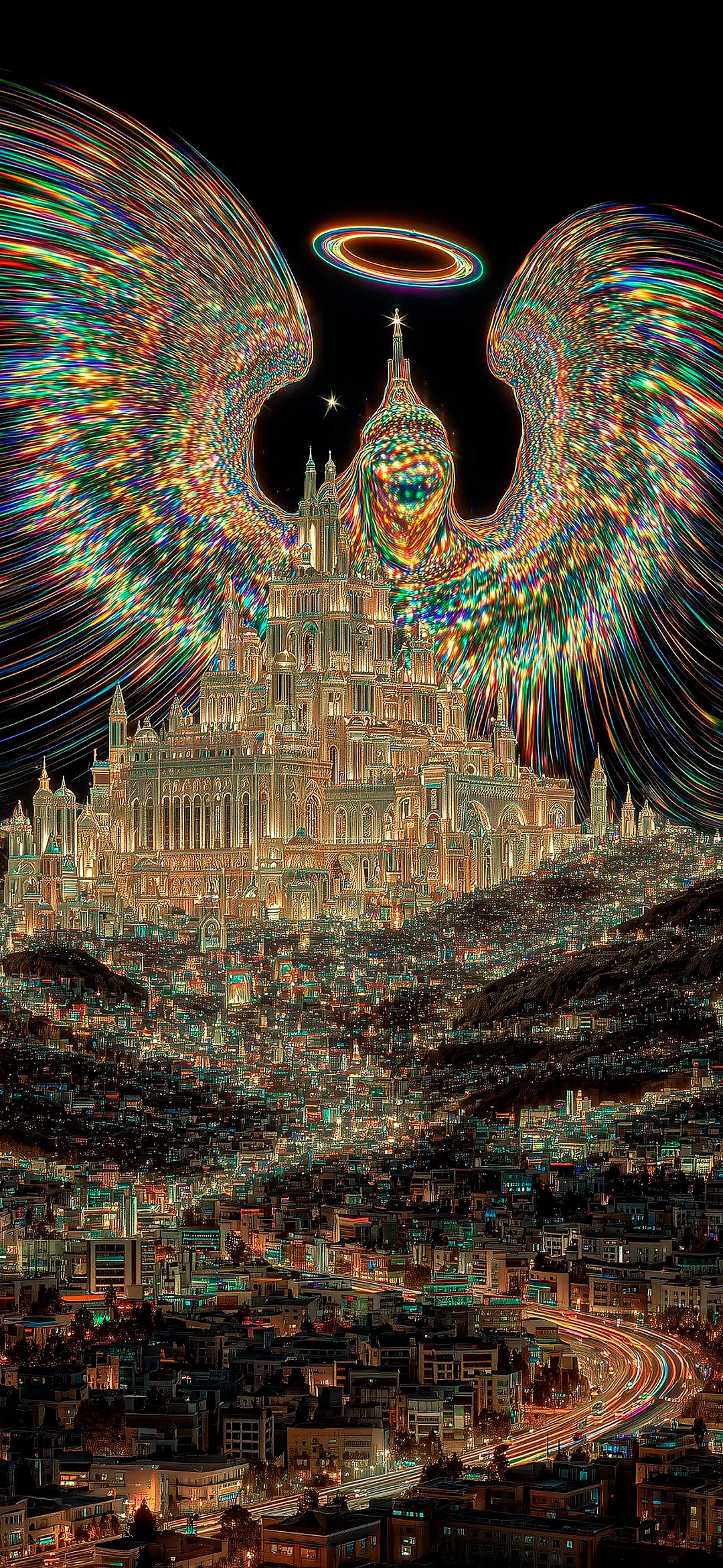 Glasses city with angel