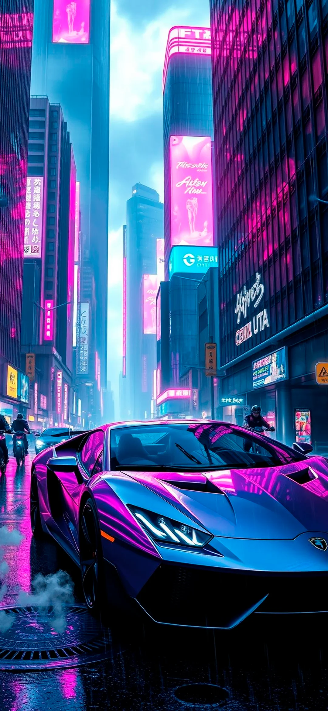 Pink neon Lamborghini wallpaper for mobile