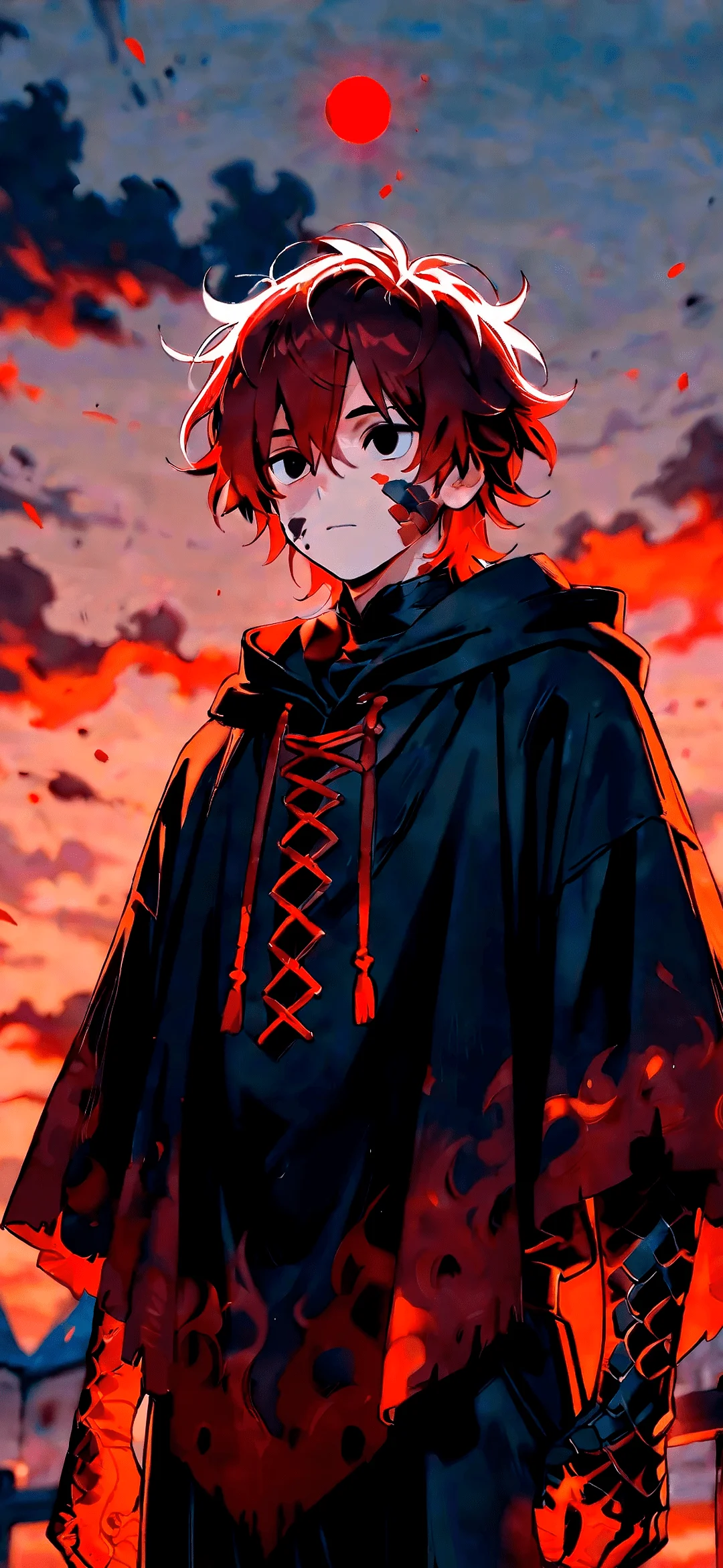 Anime boy is short red hair