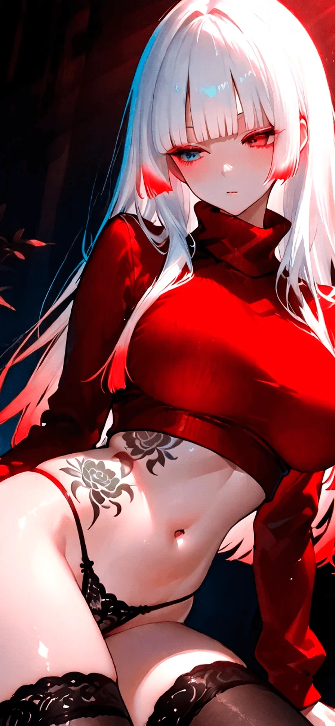 Anime girl with red and blue eyes