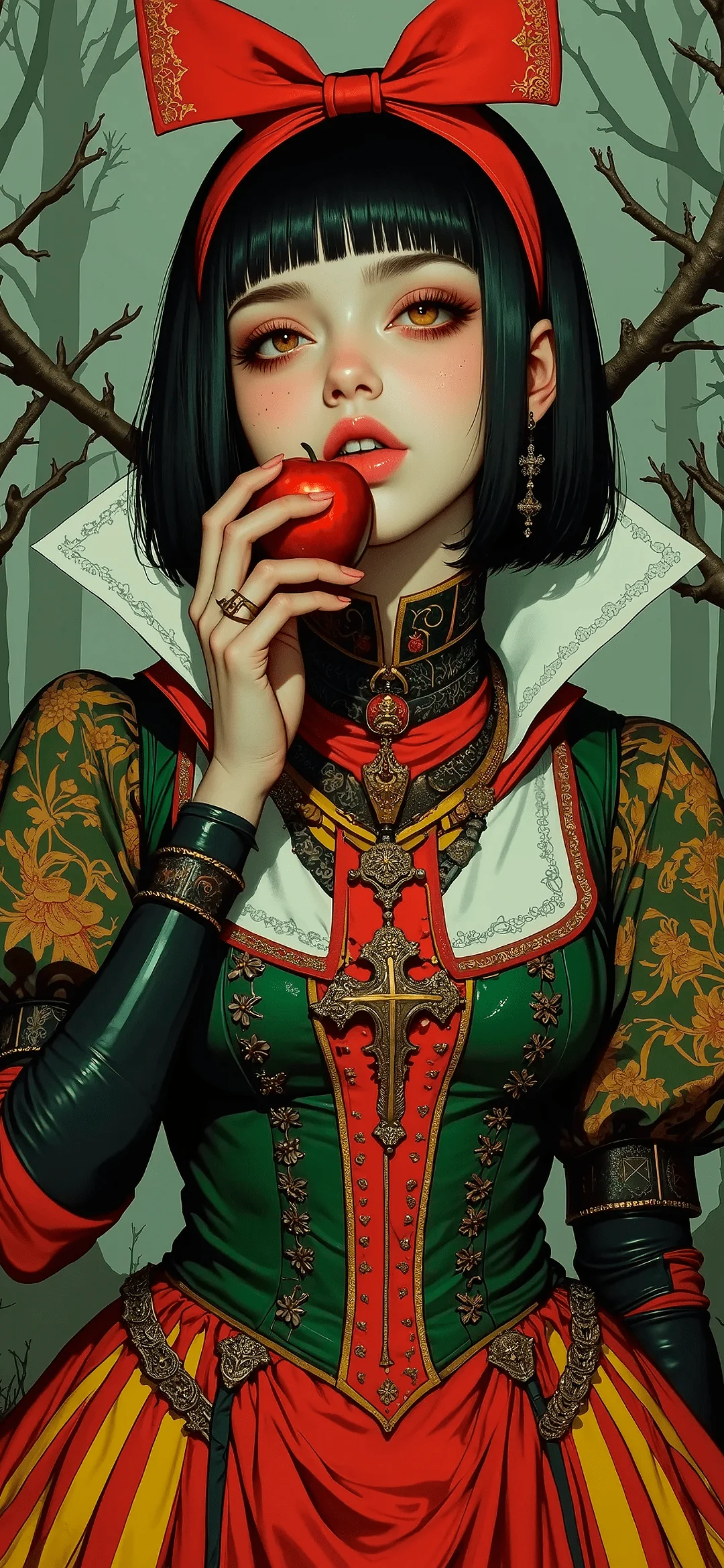 Anime girl with a red apple