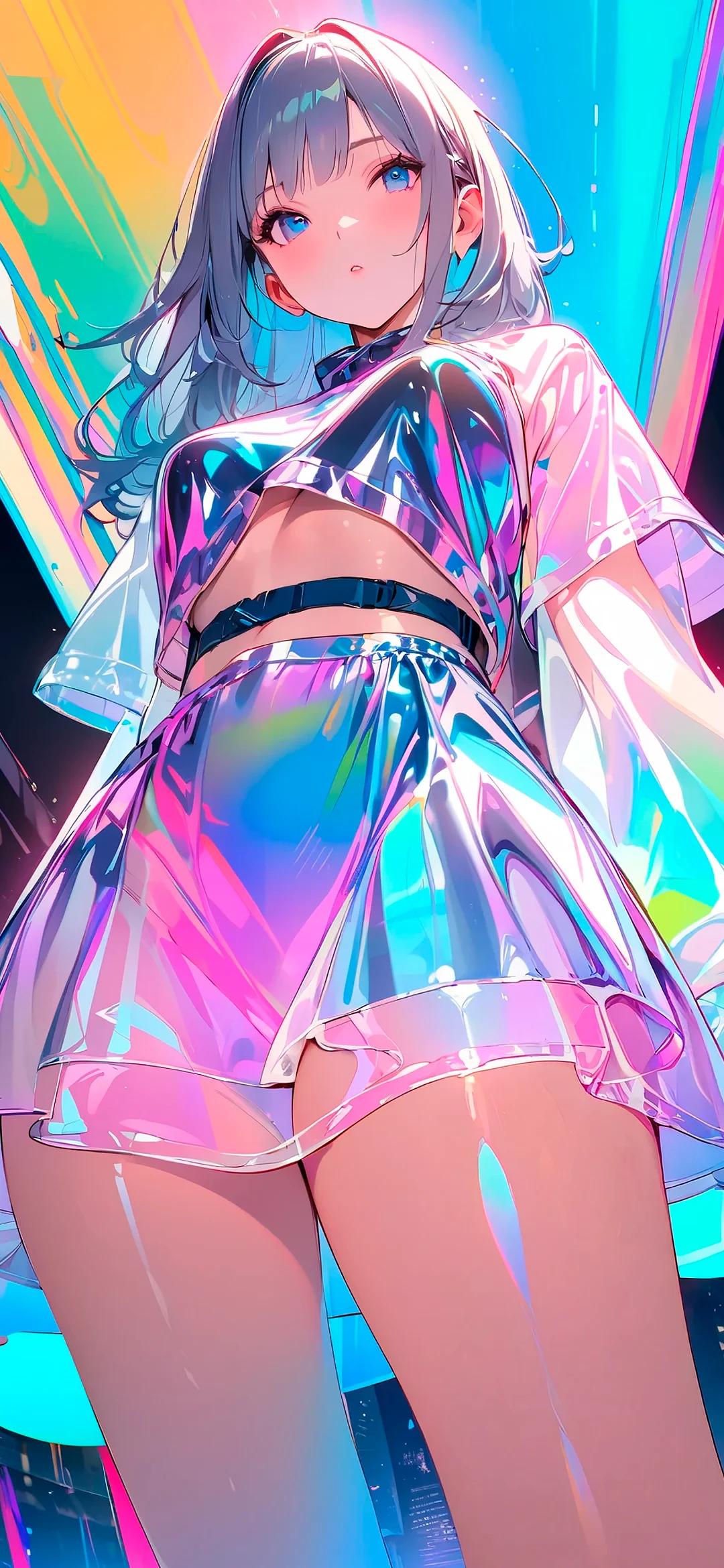 Anime girl in a multi-colored braid