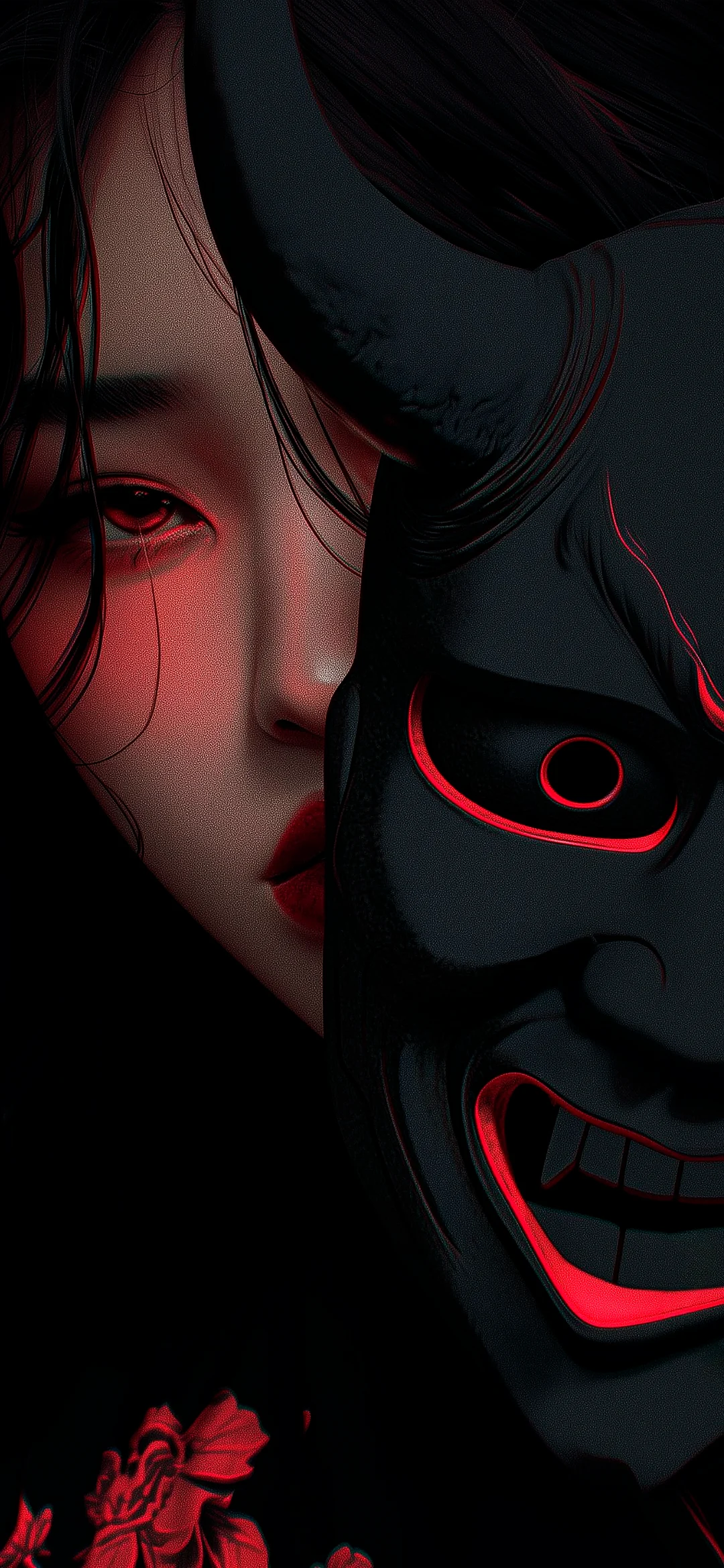 Japanese Woman with Demon Mask