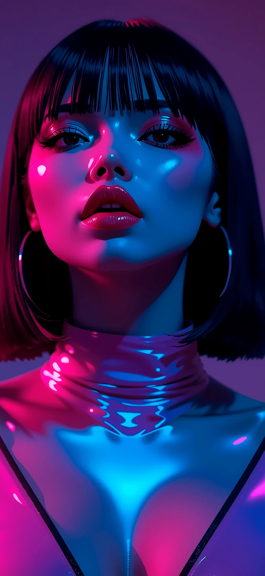 Portrait of a girl with neon