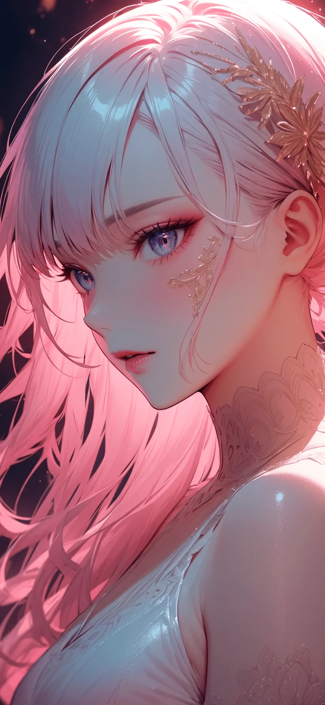 Portrait of an anime girl with pink hair