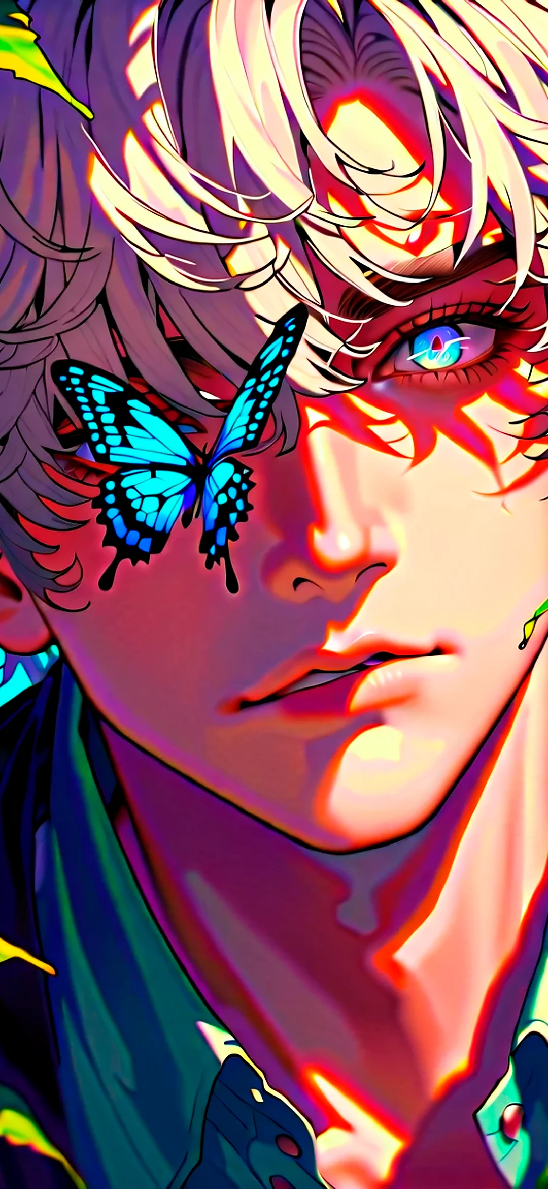 Portrait of an anime man with a butterfly