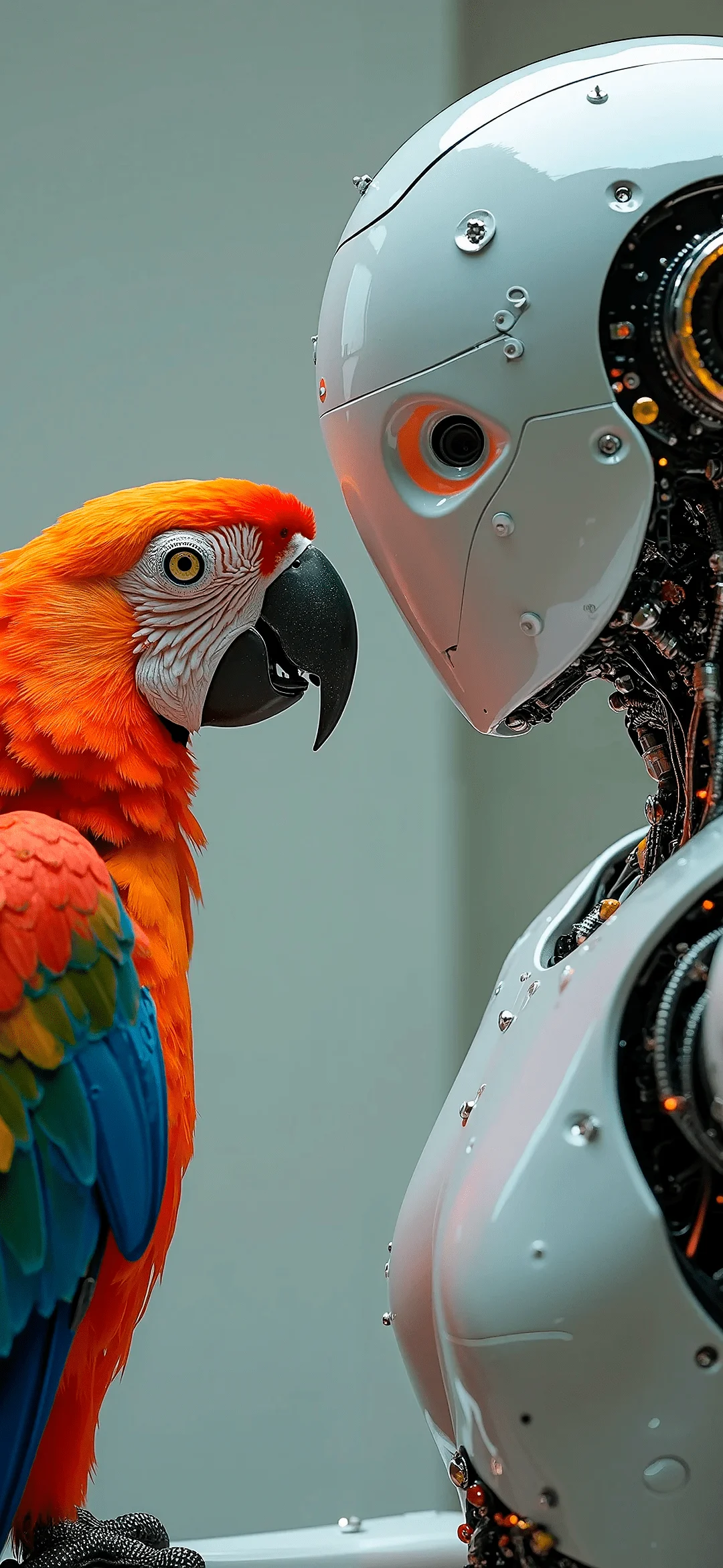 Robot with a parrot wallpaper