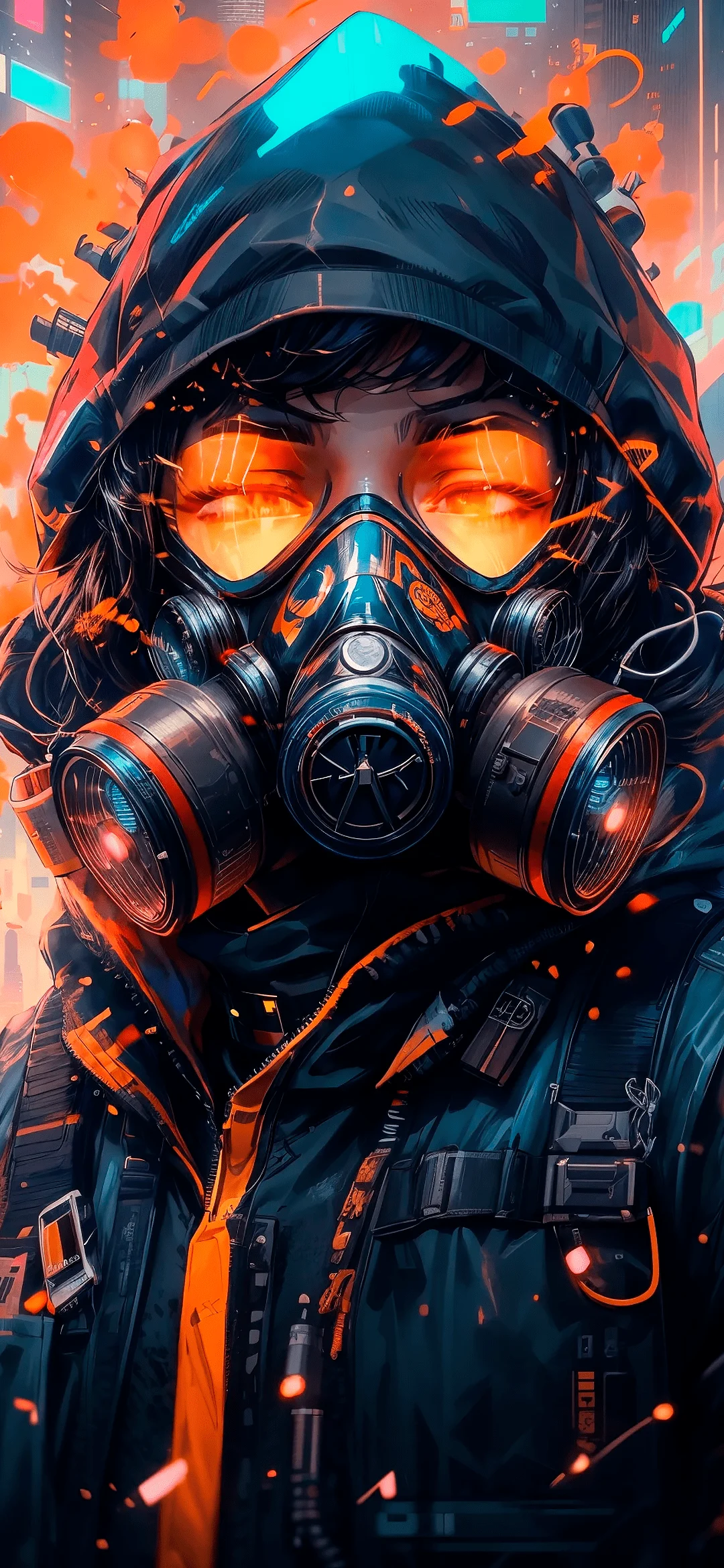 Woman in a respirator wallpaper HD / 4K