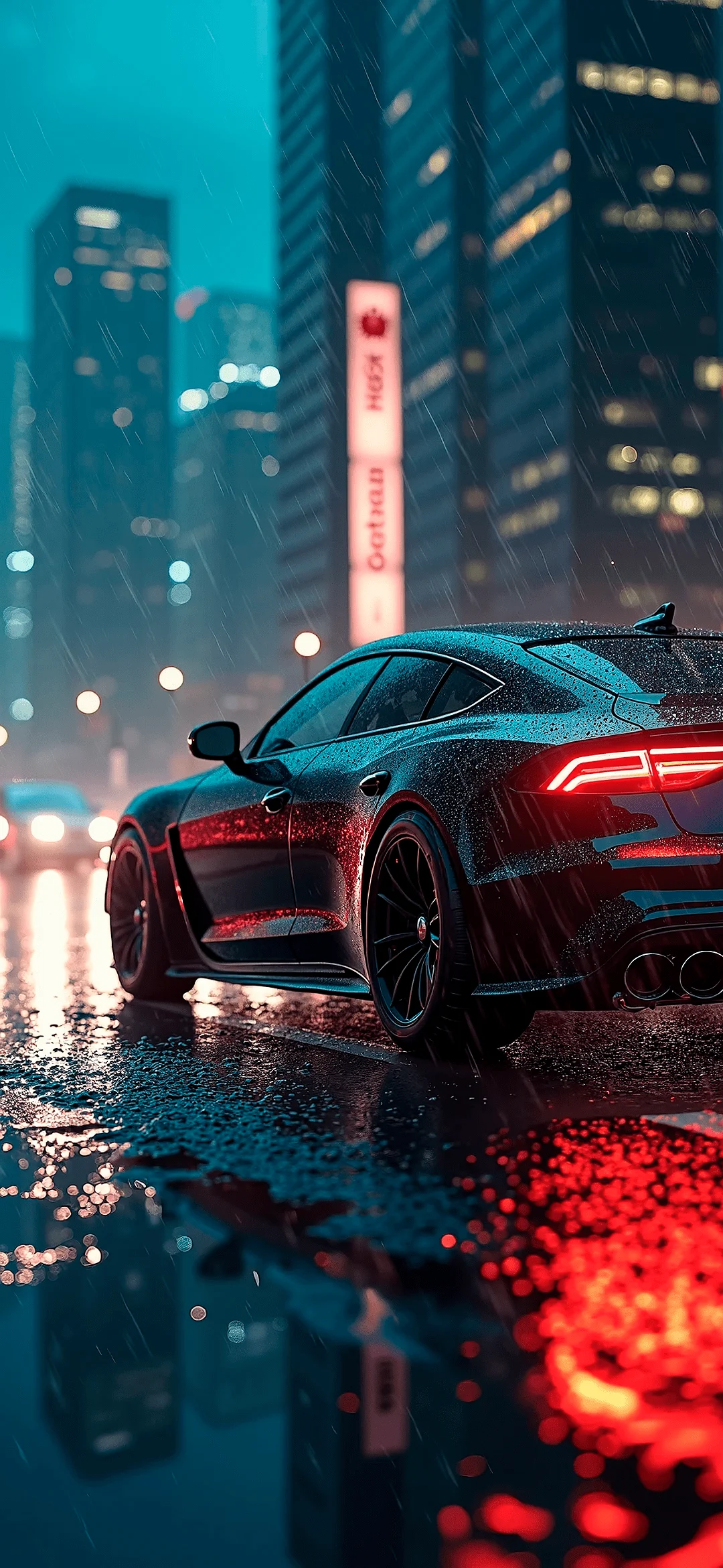 black car in the rain wallpapers