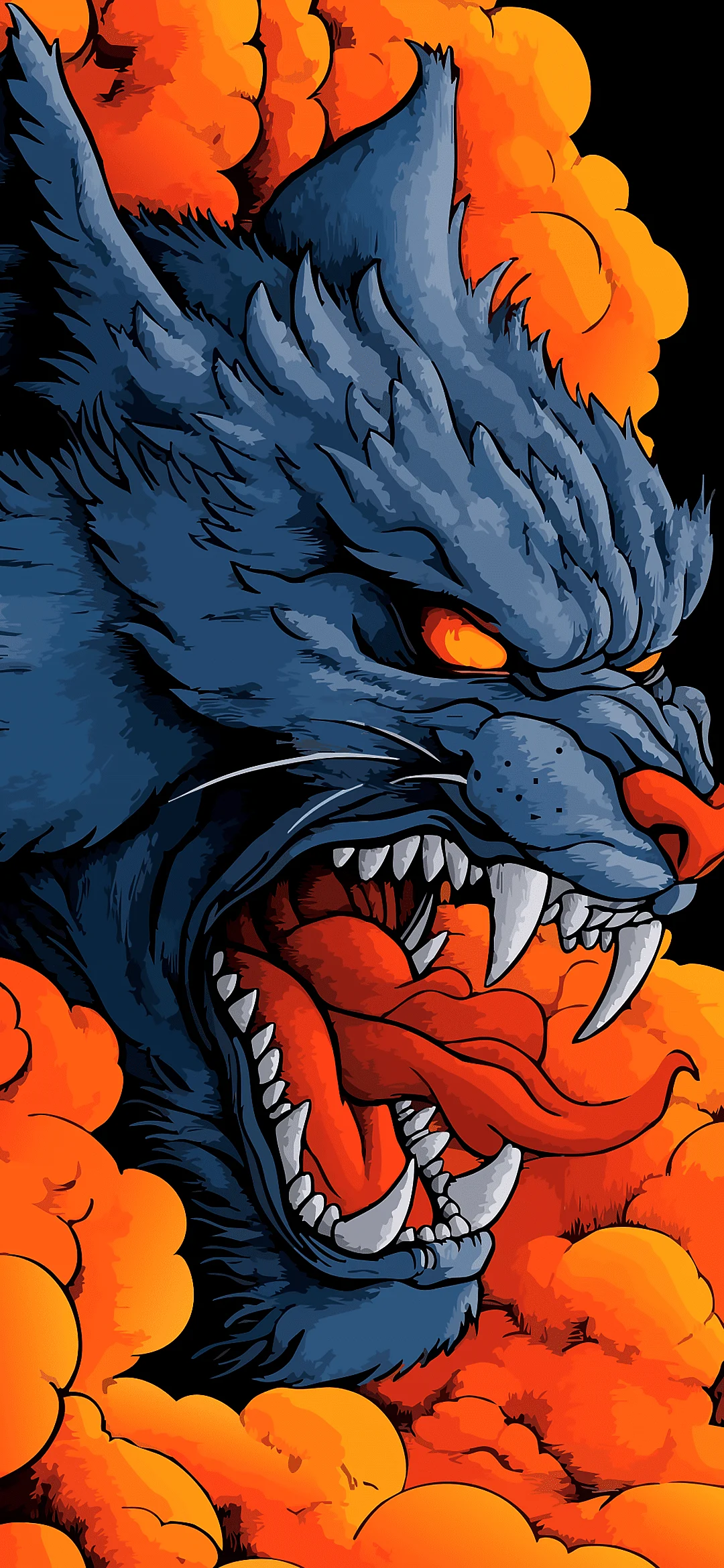 Angry puma showing its teeth and fierce expression in dramatic, energetic art style