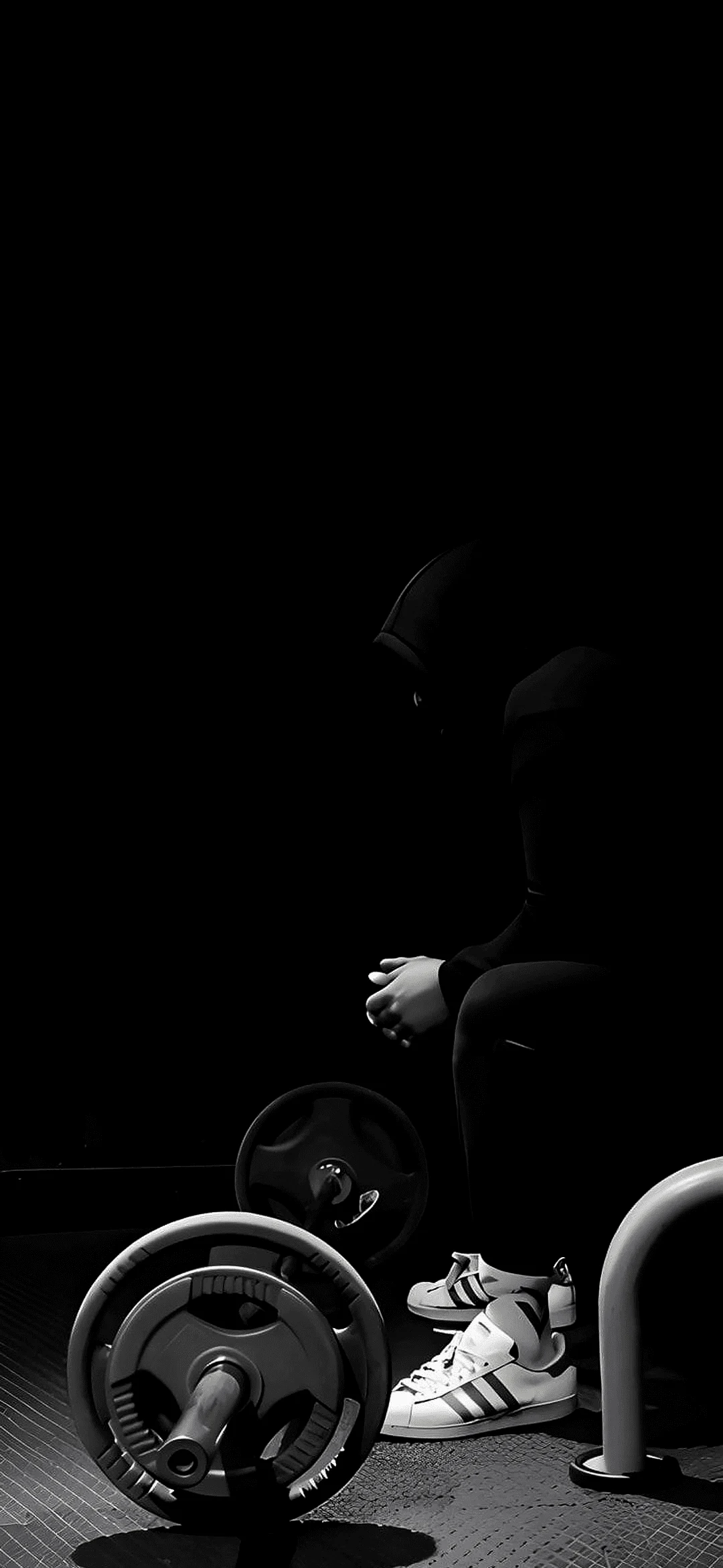 athlete sits near barbell wallpaper hd – fitness motivation art background