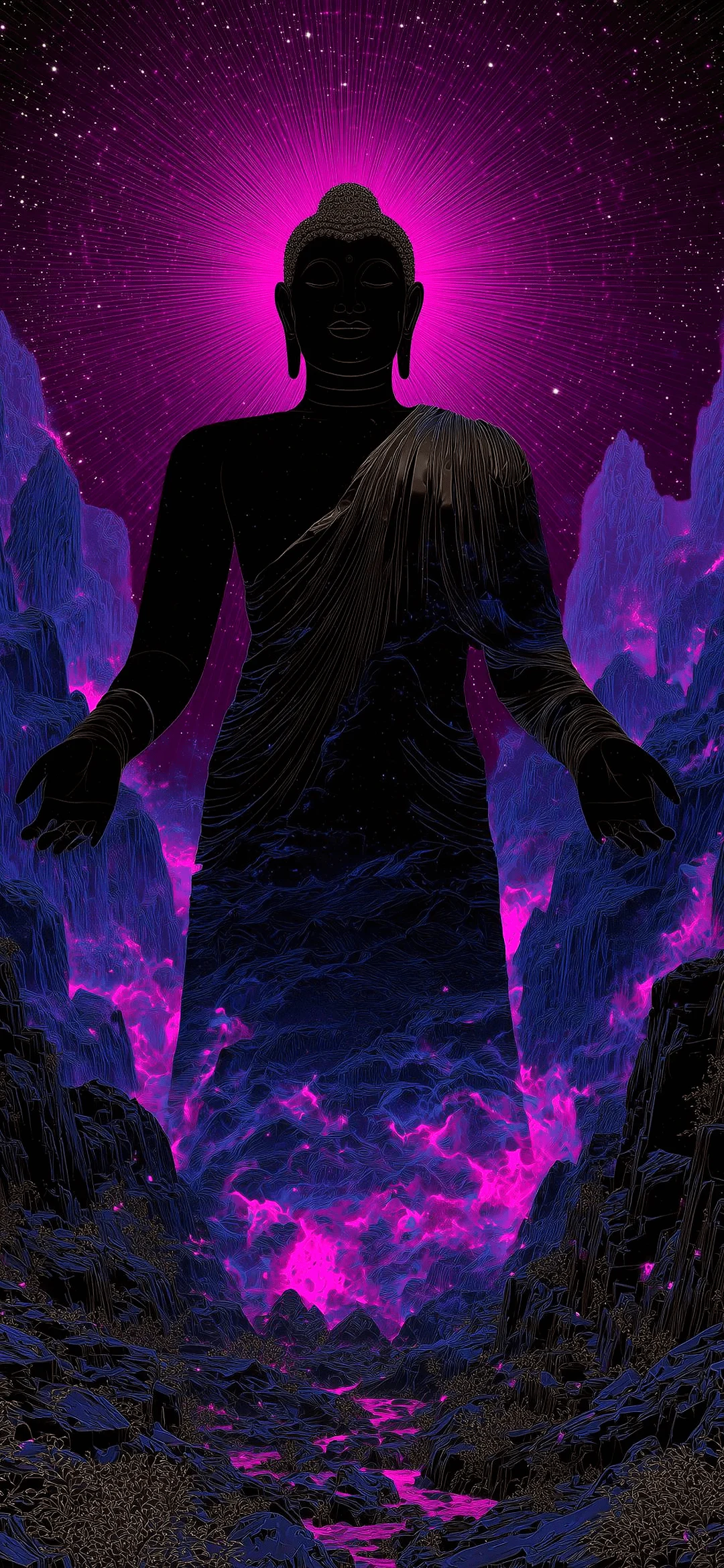 buddha in purple wallpaper hd – spiritual art background