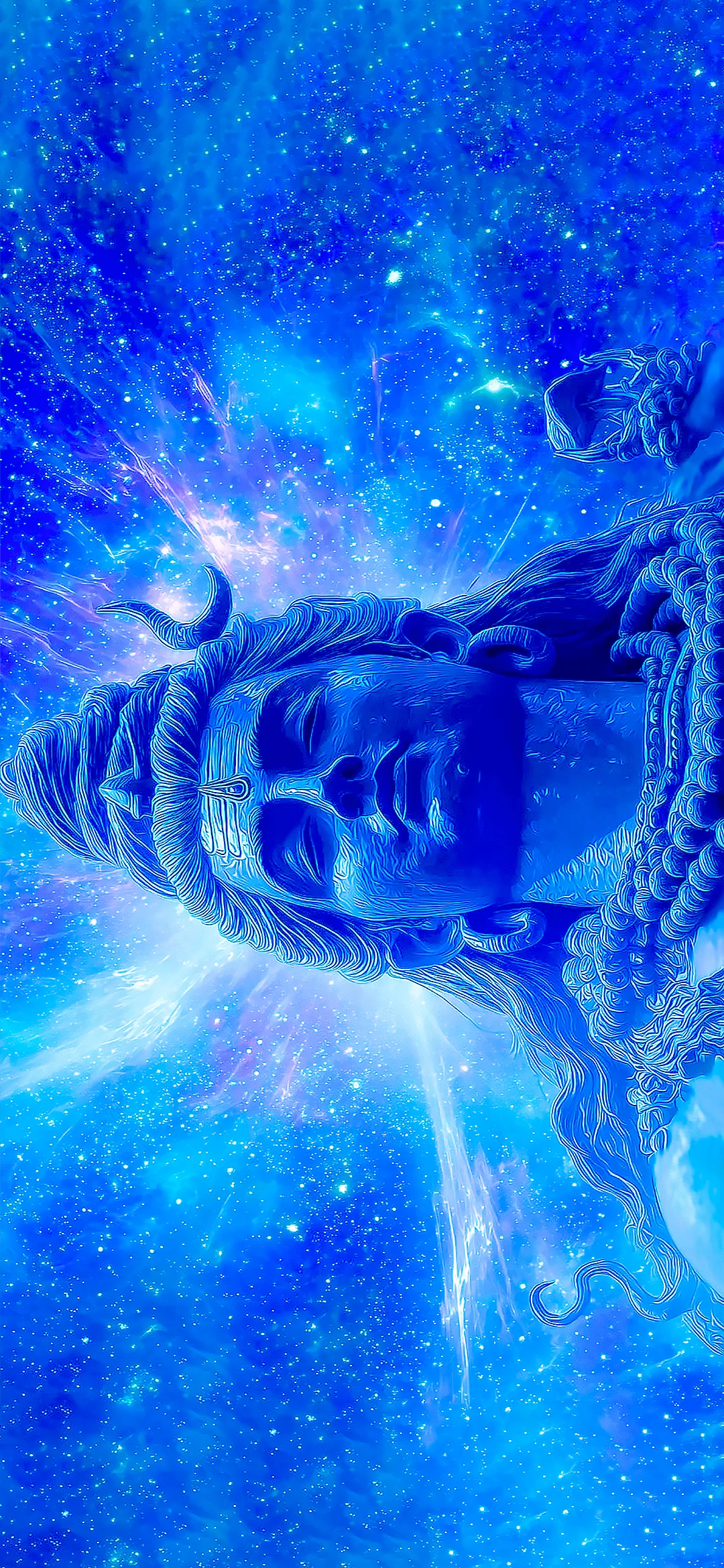 Lord Shiva Cosmic Blue Neon Meditation