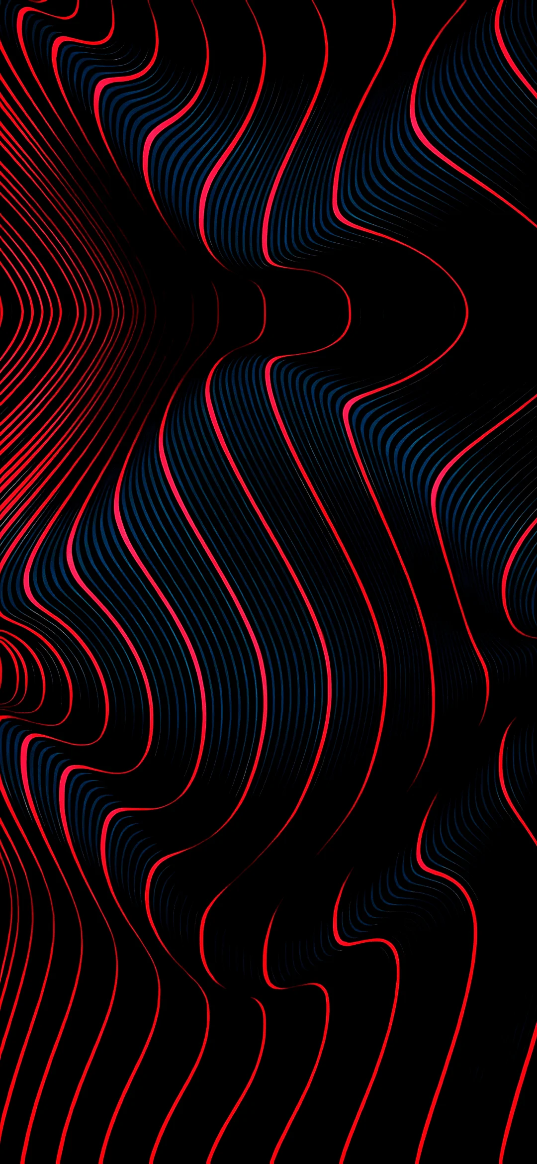 Bright red line overlaying multiple black lines in a sharp, minimalist abstract pattern