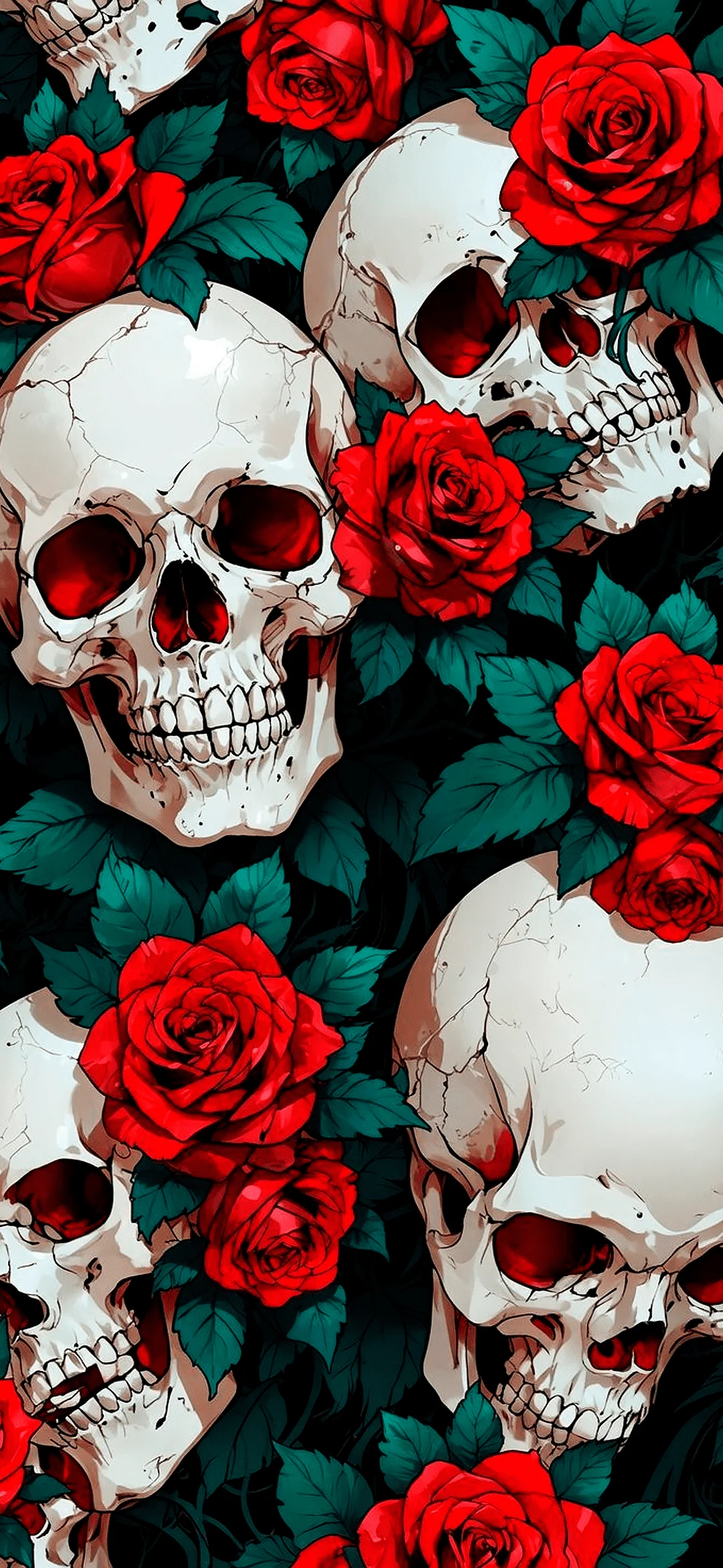 skulls with roses, skulls with roses wallpaper hd – gothic floral art background