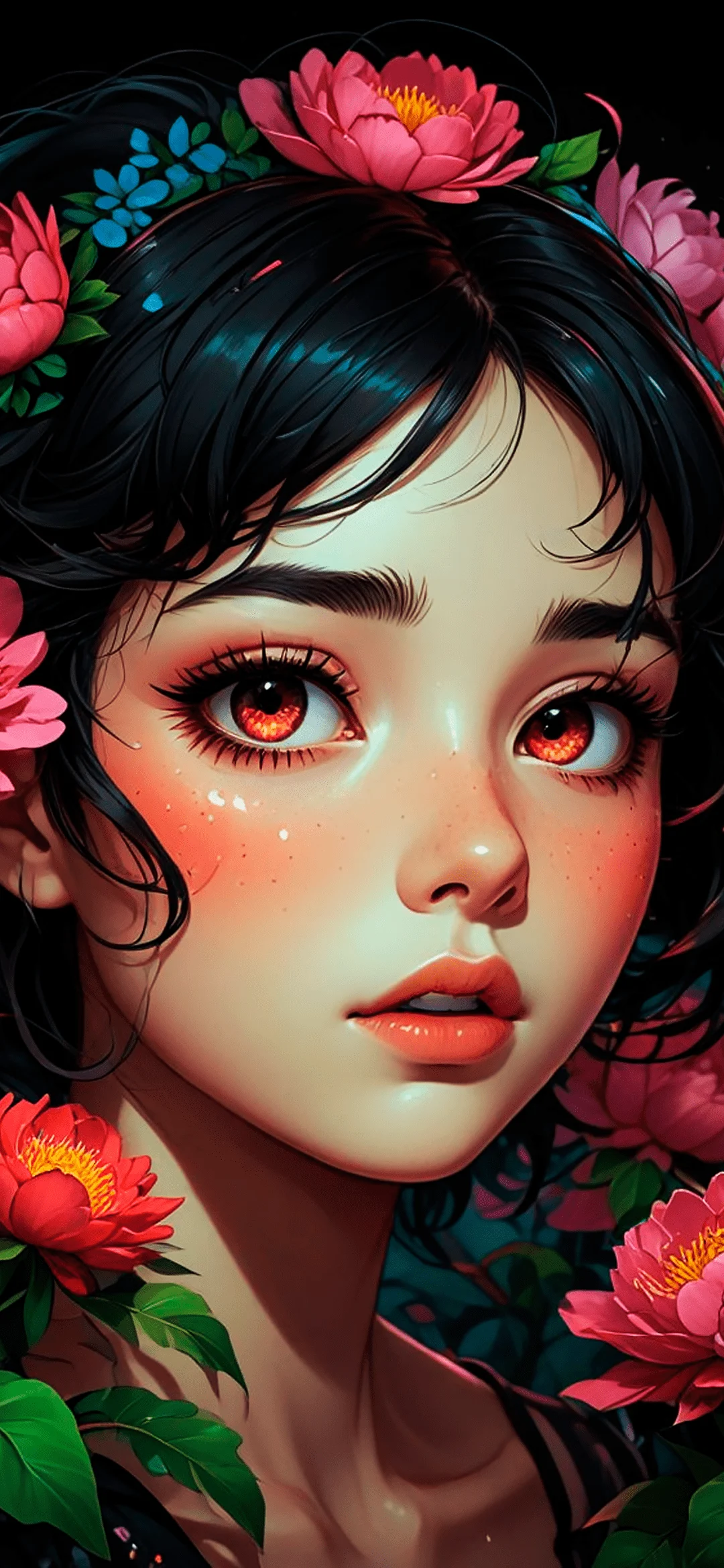 Anime girl with red eyes wallpaper