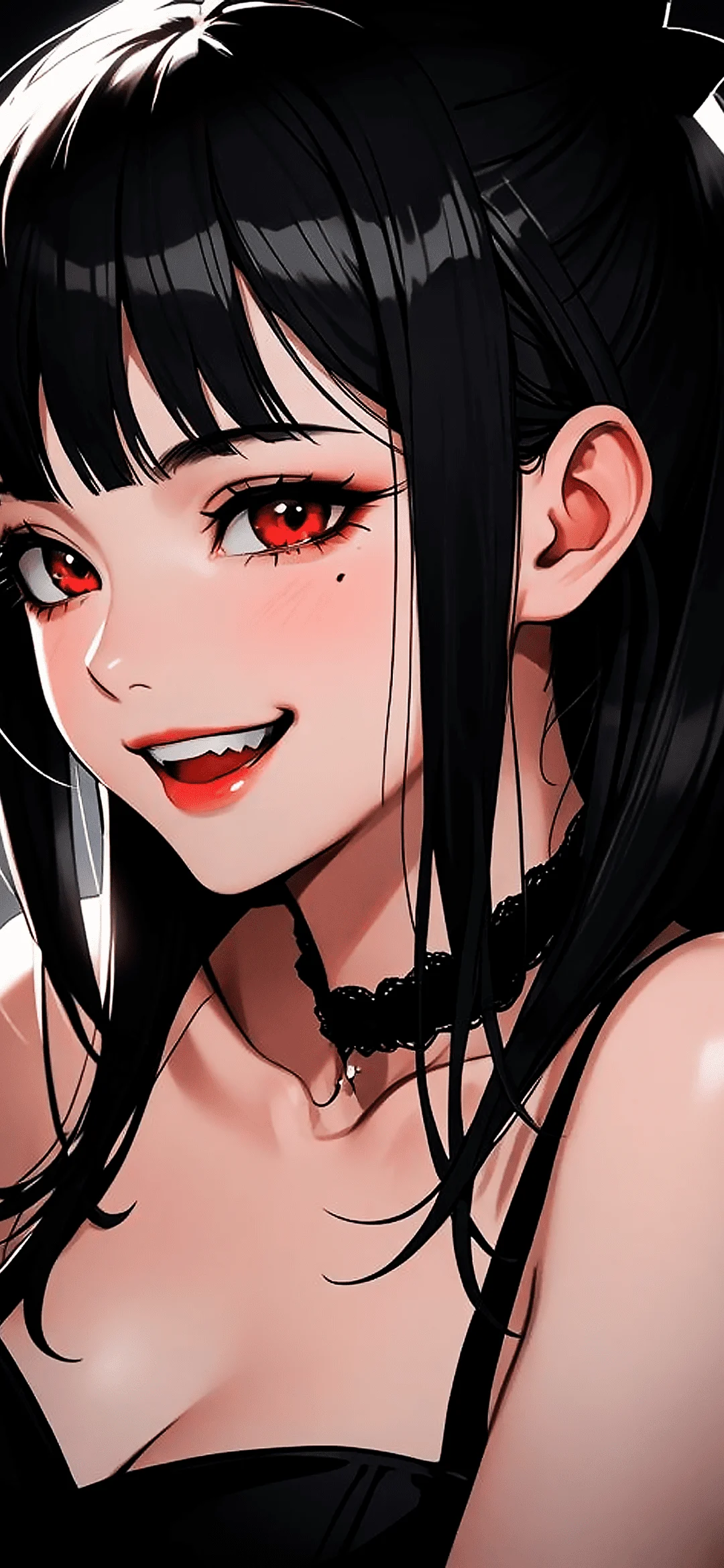 Anime woman with black hair wallpaper for mobile, anime wallpapers
