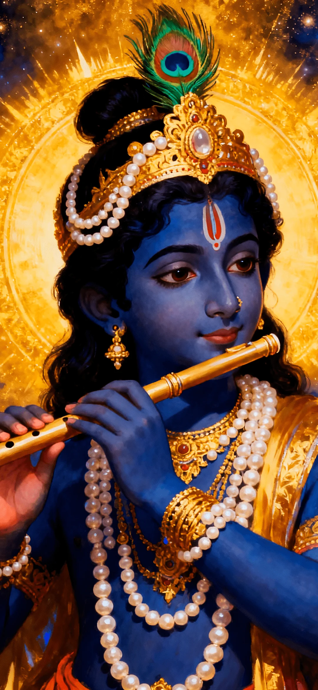 Divine portrait of Lord Krishna wallpaper