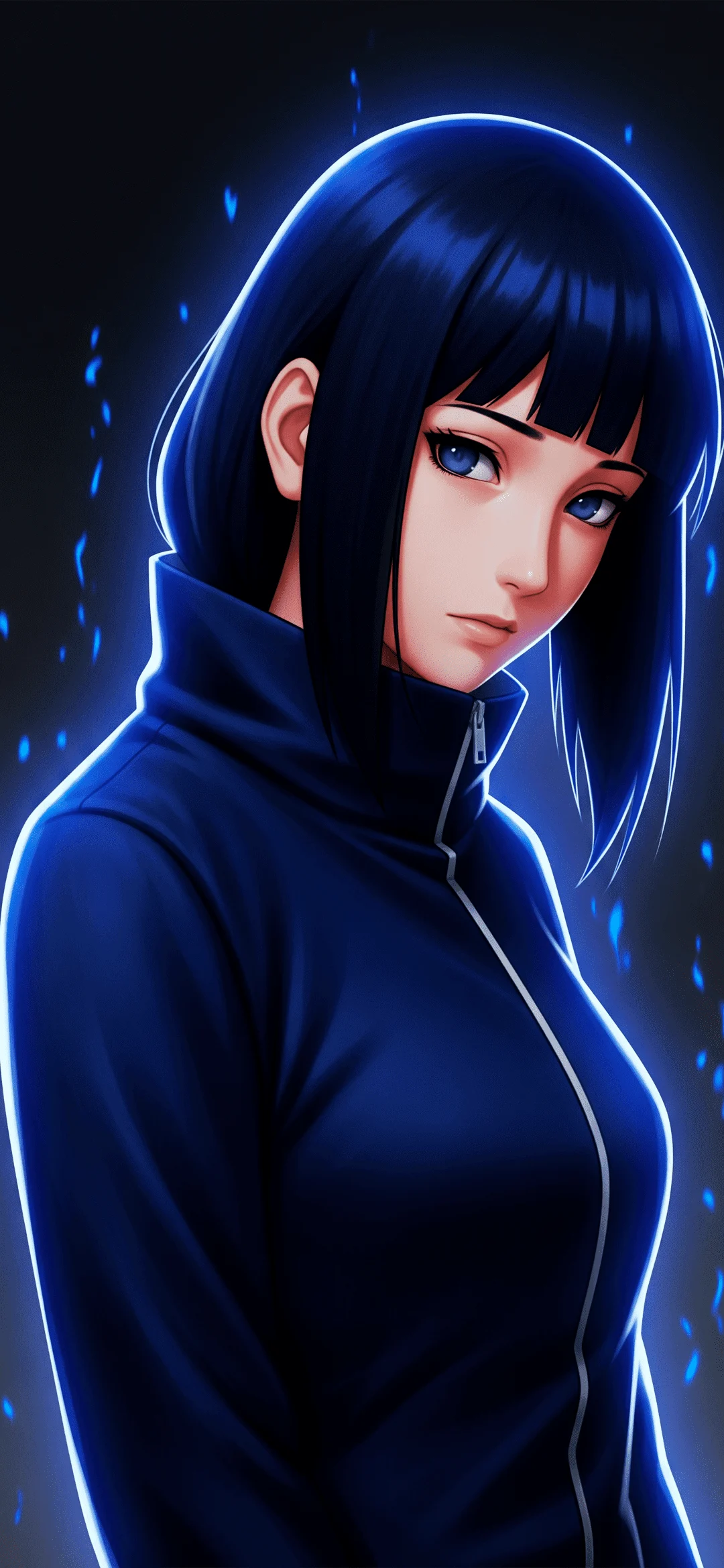 Hinata Hyuga with blue aura wallpaper