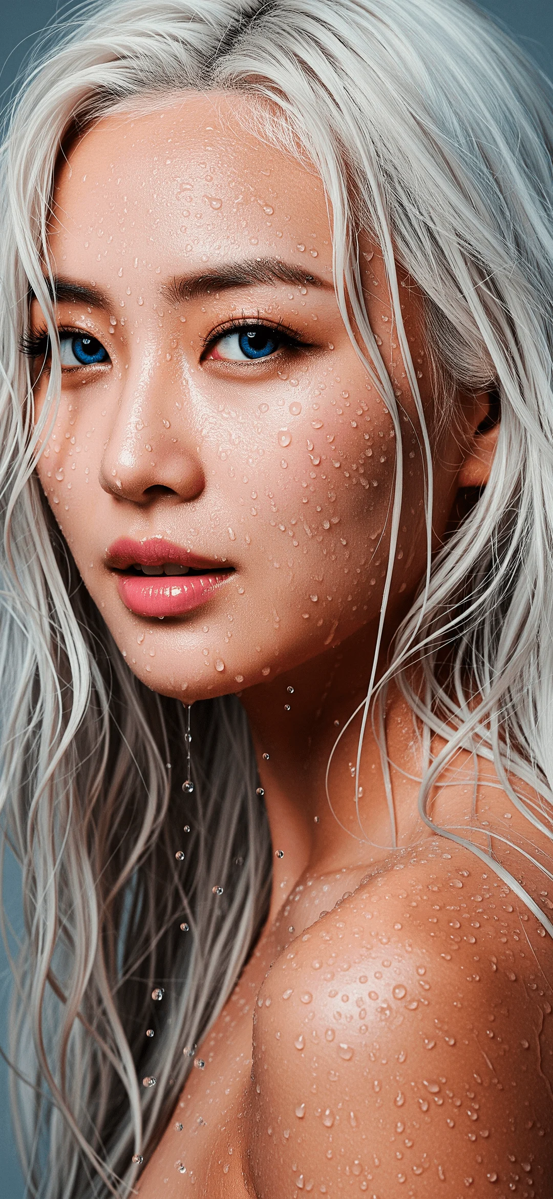 Korean woman with white hair wallpaper