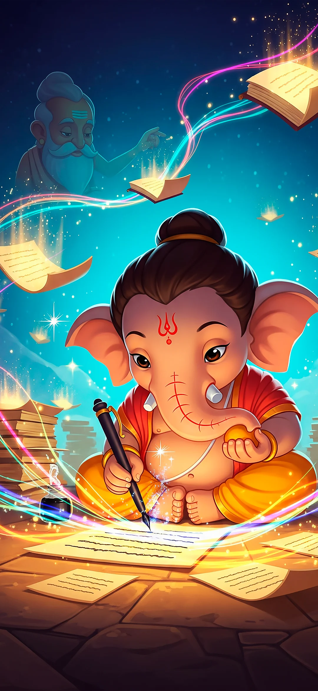 Lord Ganesha cartoon style wallpaper
