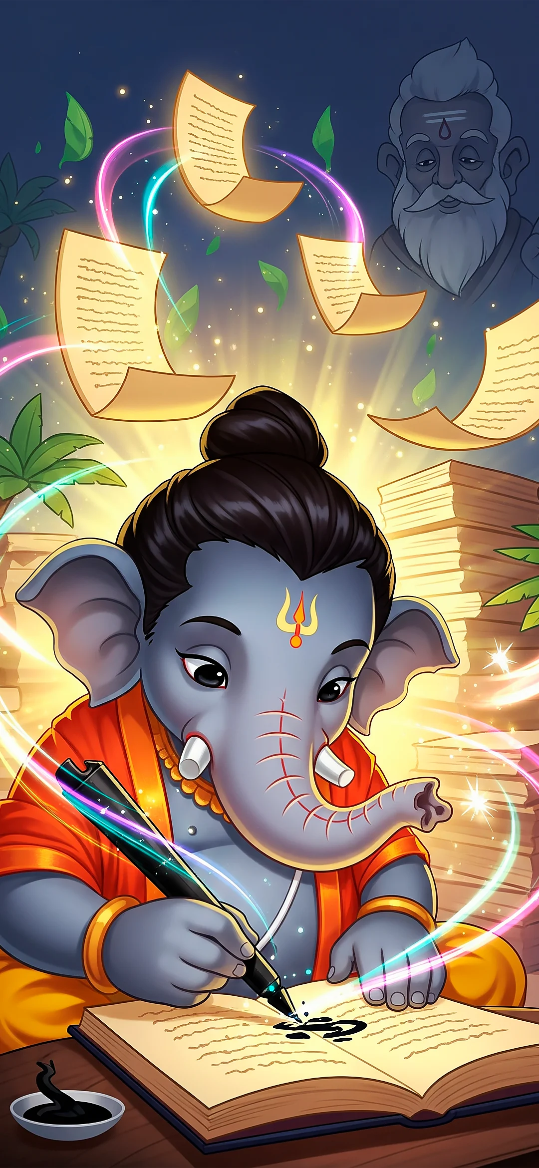 Lord Ganesha cartoon wallpaper for Oppo