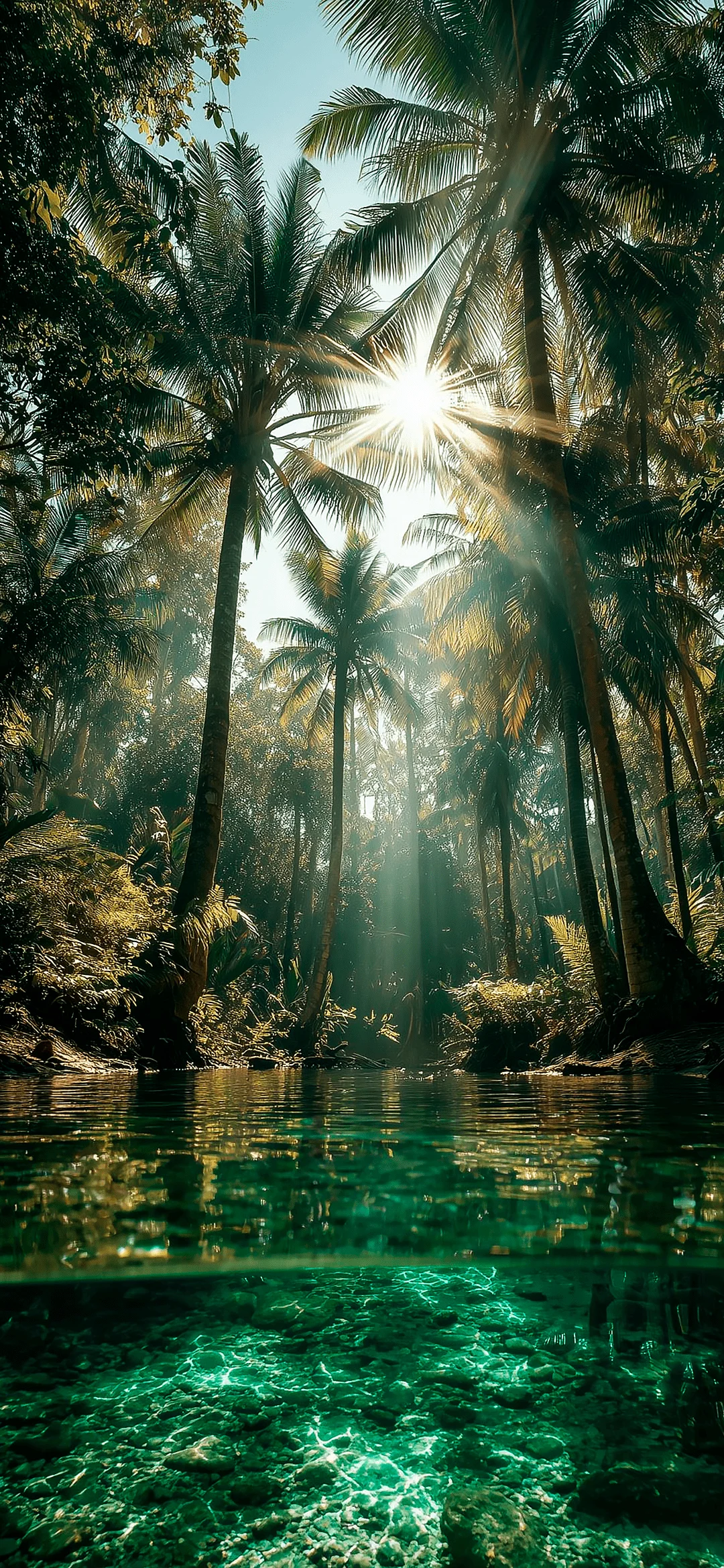 Palm trees by the lake wallpaper for iphone, Nature Wallpapers