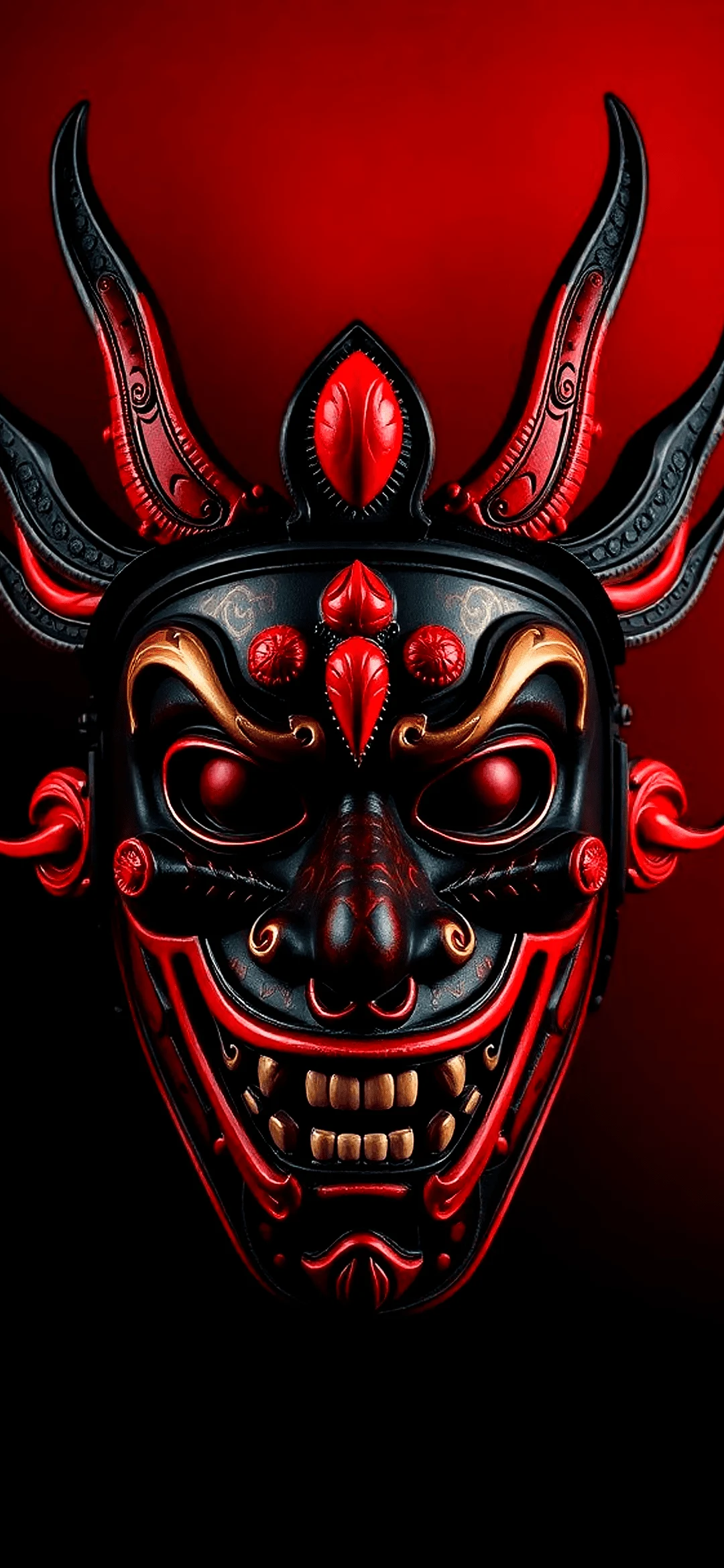 Red and Black Hannya mask