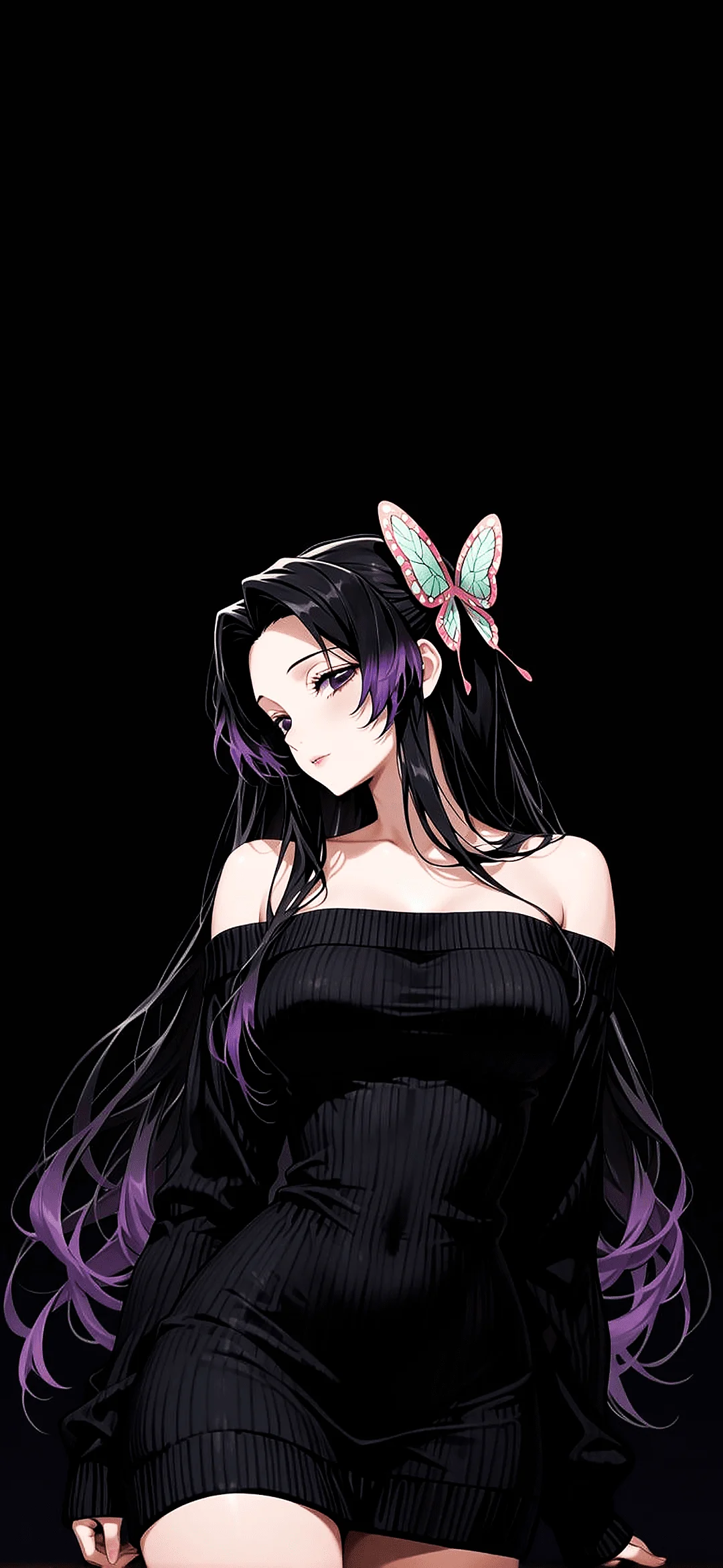 Shinobu Kocho on black background wallpapers for Iphone