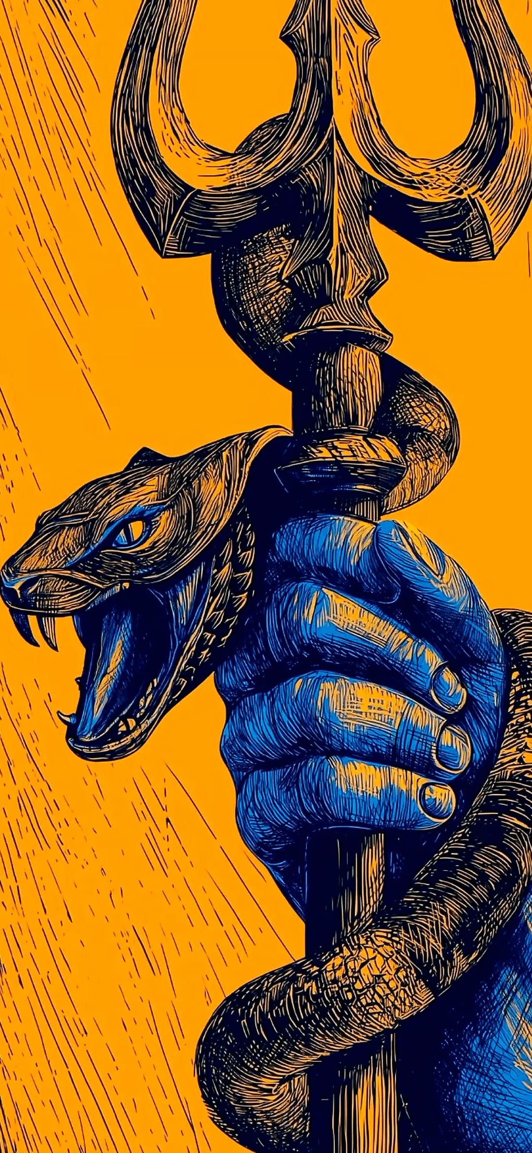 Shiva's hand with a trident and a snake