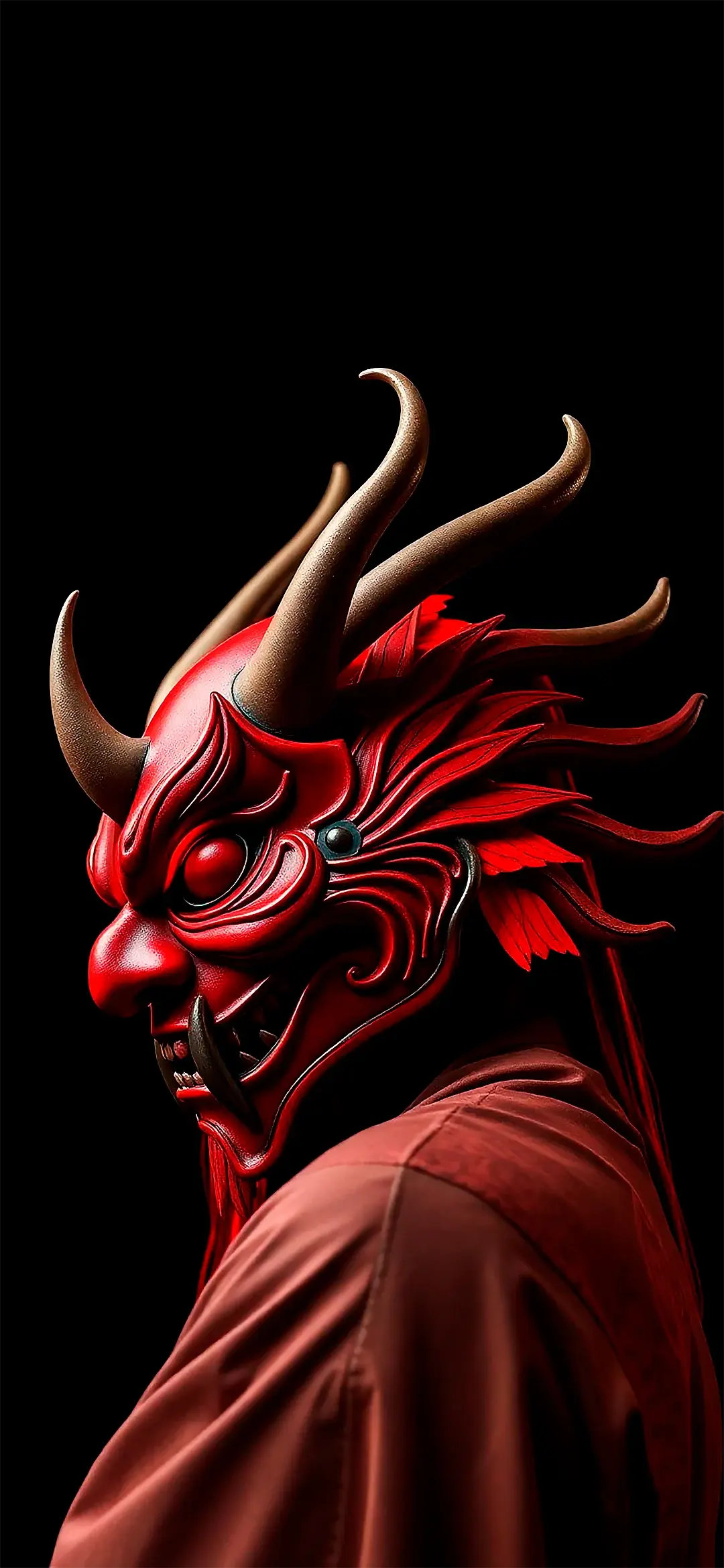 Angry Hannya red mask wallpaper