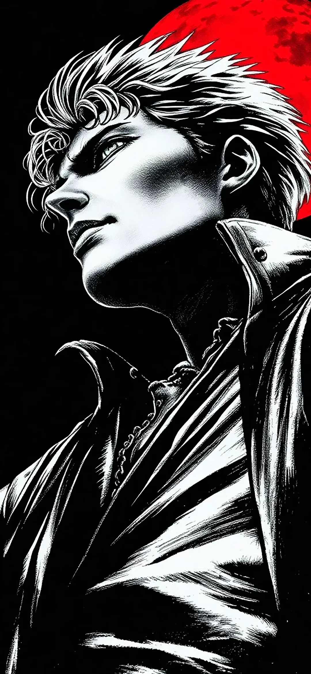 Anime boy with red color sky wallpaper