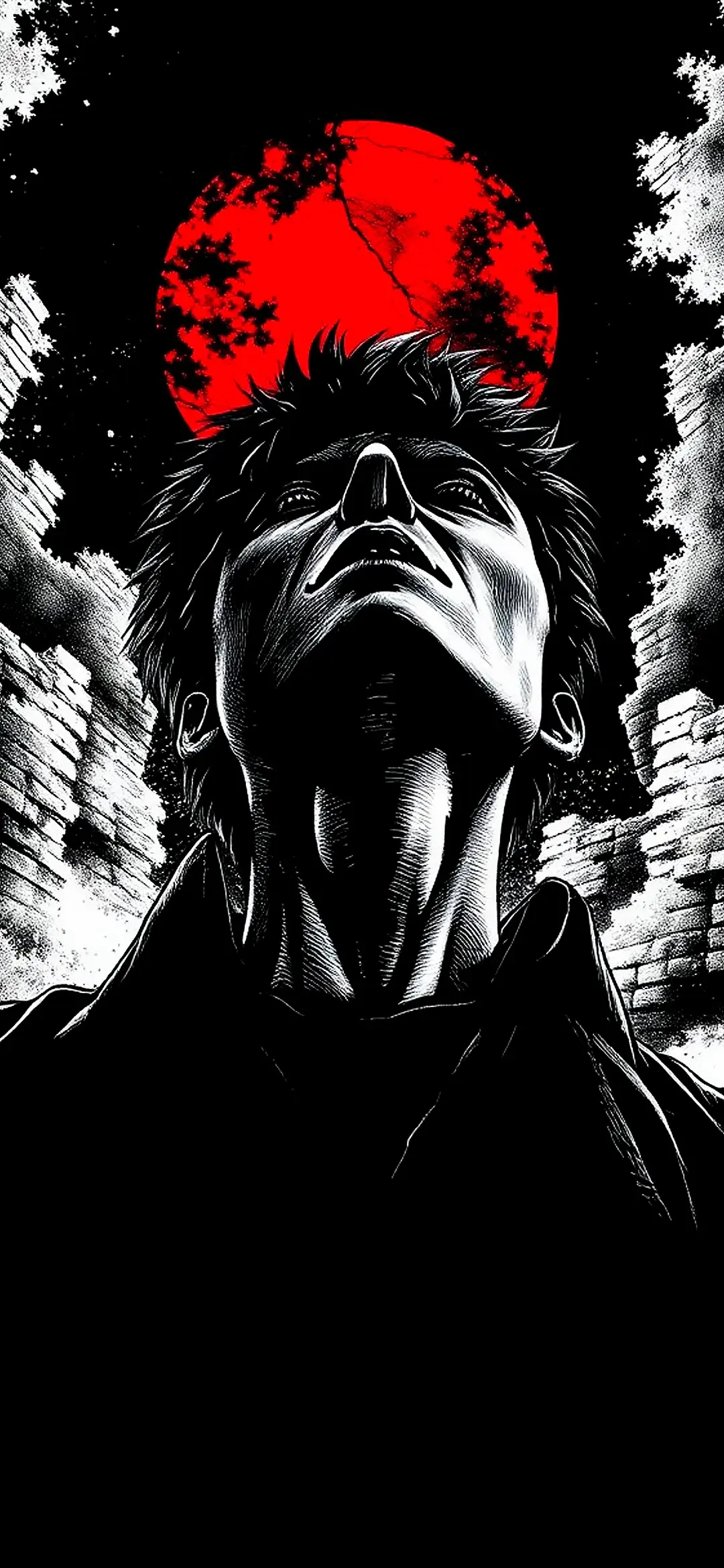 Anime boy with red color sun