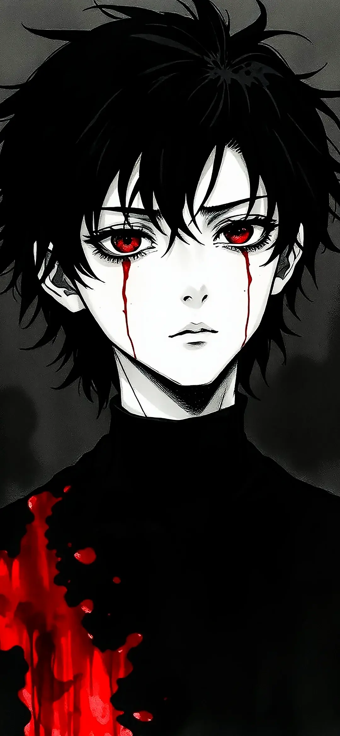 Anime boy with red eyes and blood wallpaper