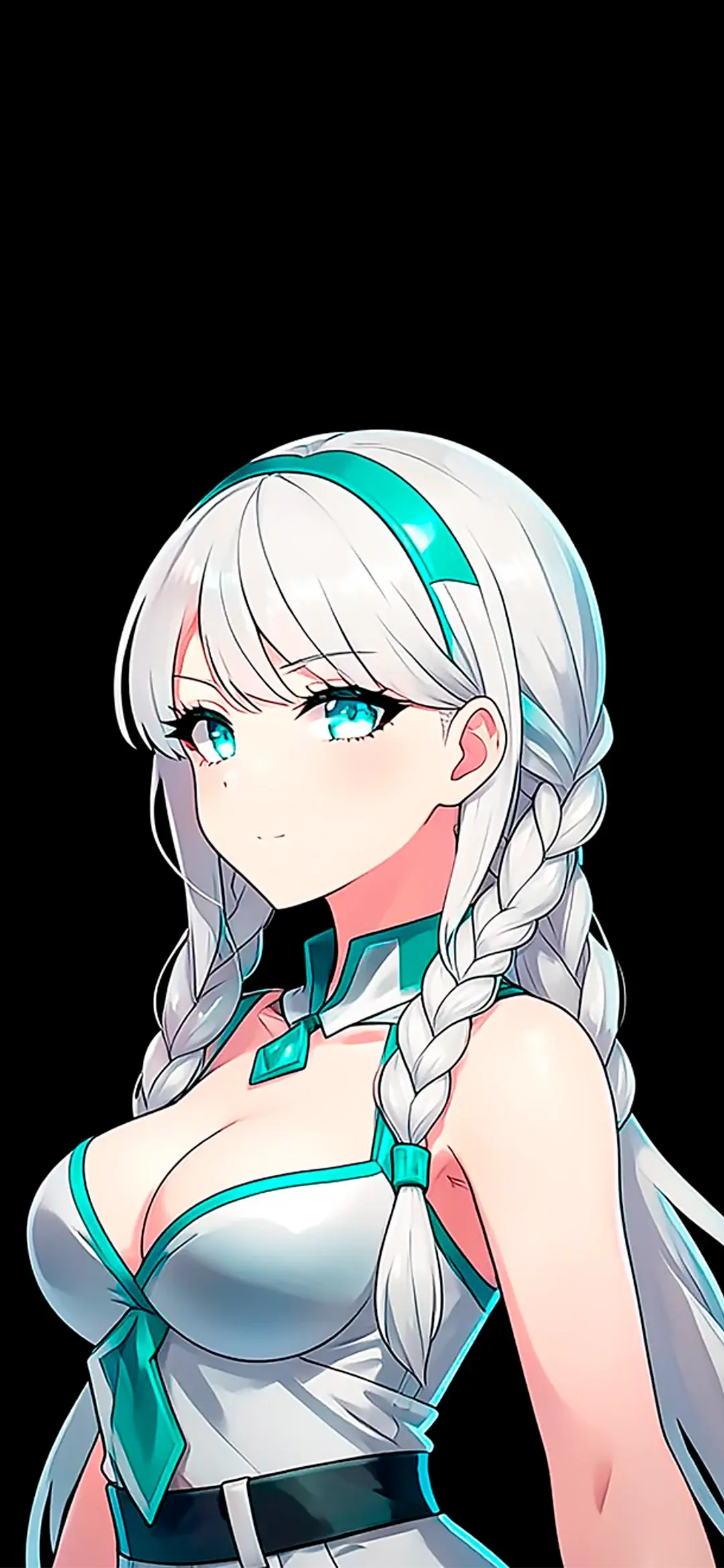 Anime woman with white hair and turquoise color wallpaper HD