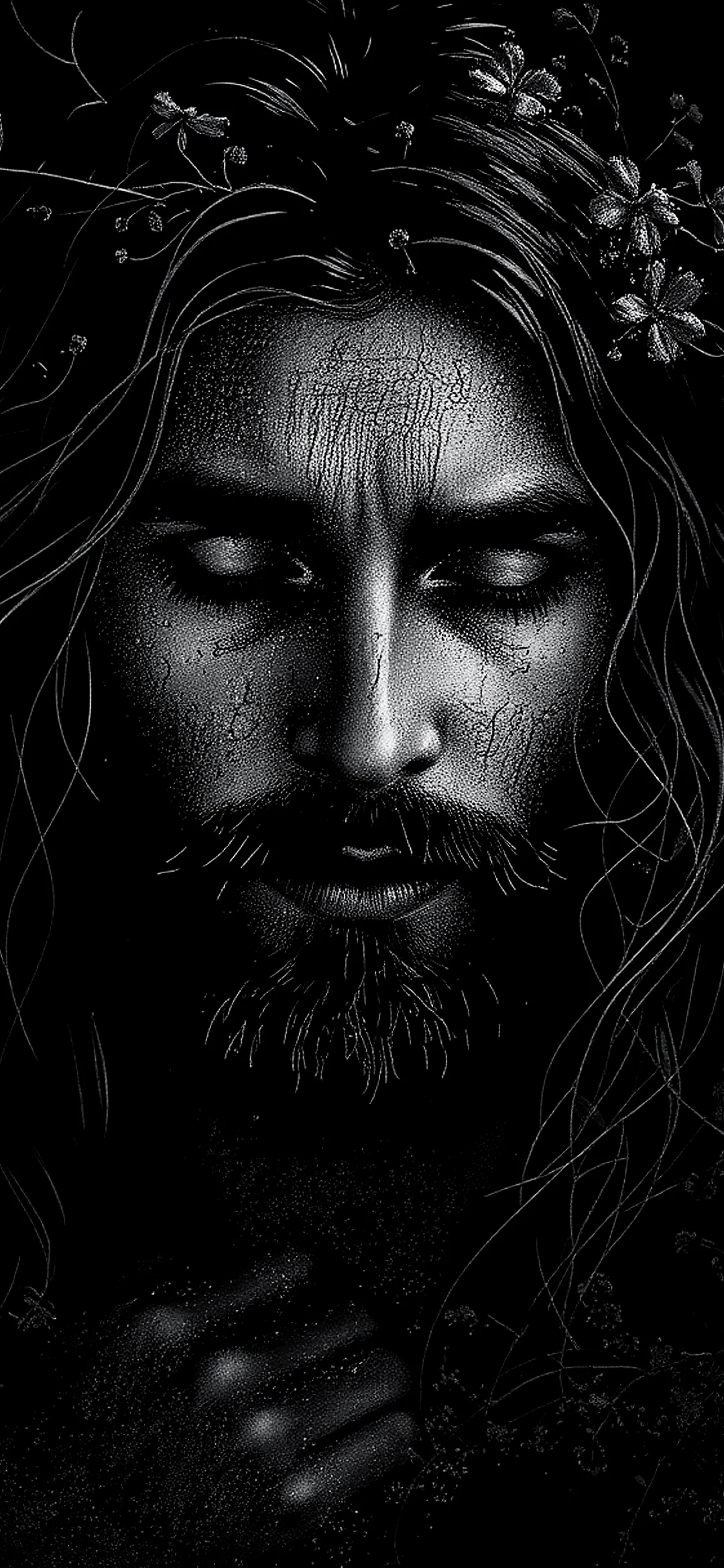 Black portrait Jesus wallpaper