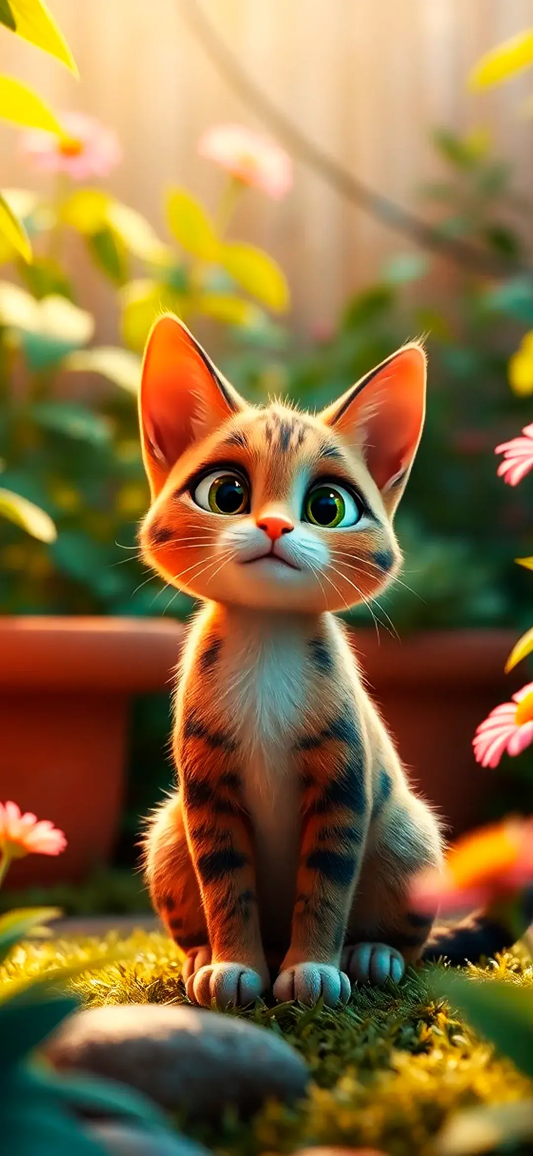 Cat Pixar style wallpaper for phone