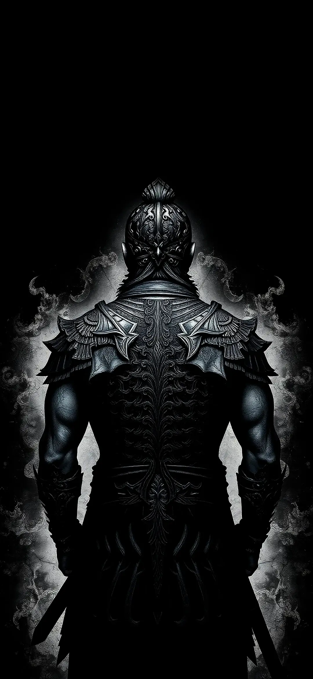 Colossal silhouette of a warrior wallpaper