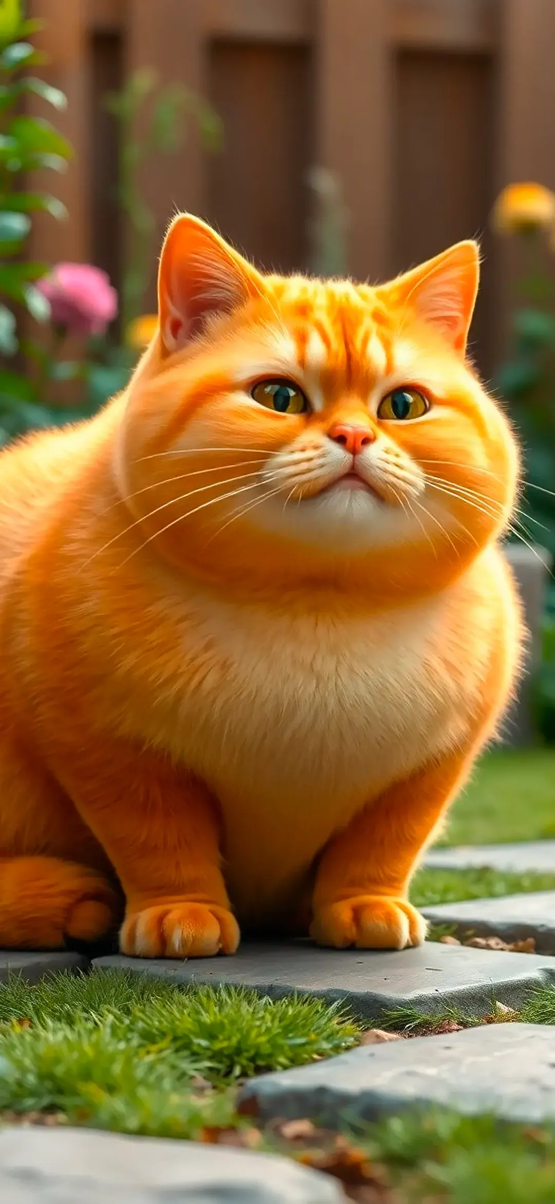 Fat orange cat style cartoon wallpaper for Samsung