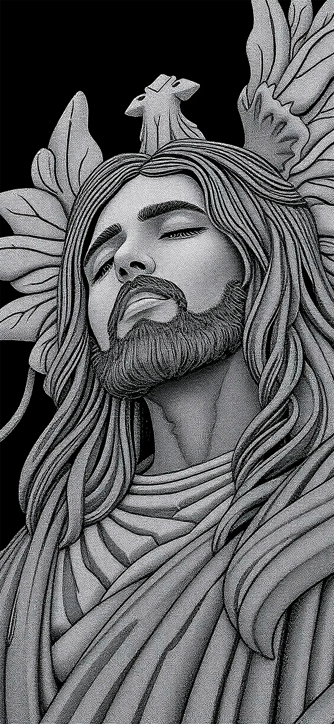 Jesus picture black white style wallpaper for Iphone 15 Pro